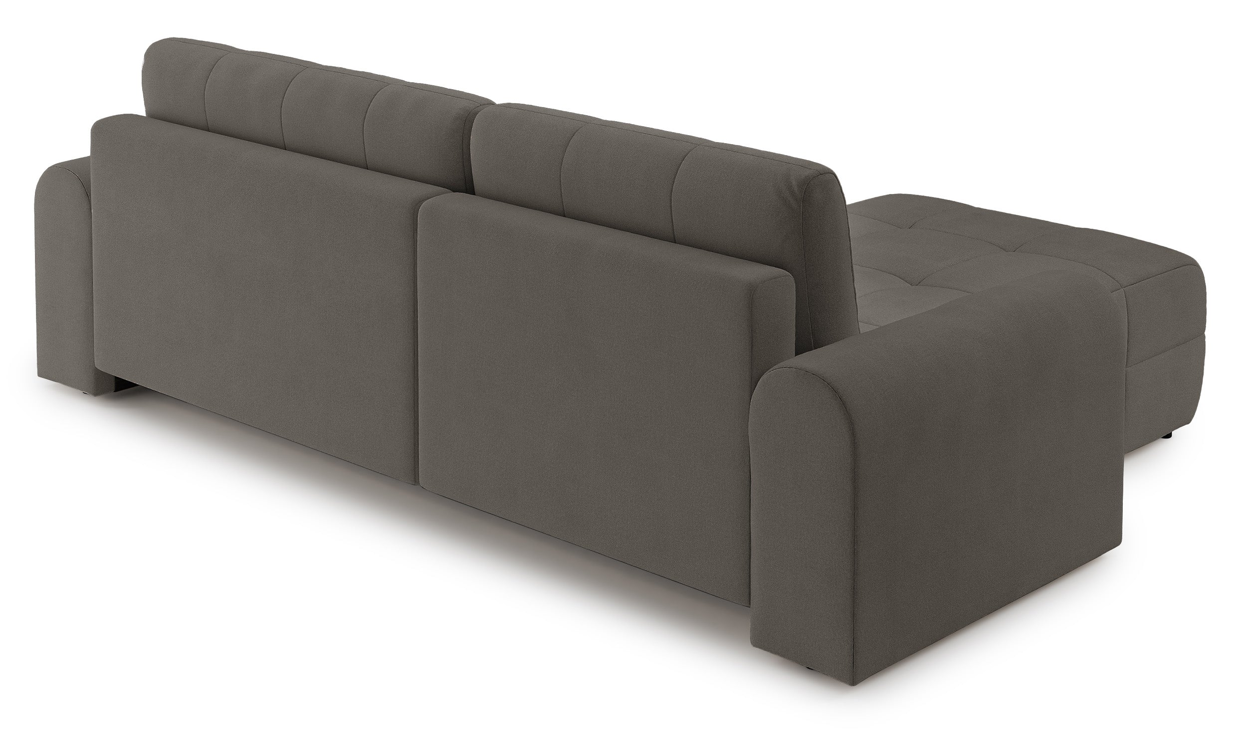 Ecksofa mit Schlaffunktion Simolla, L-förmig, linksseitig, mit Stauraum, grau-braunes Chenille