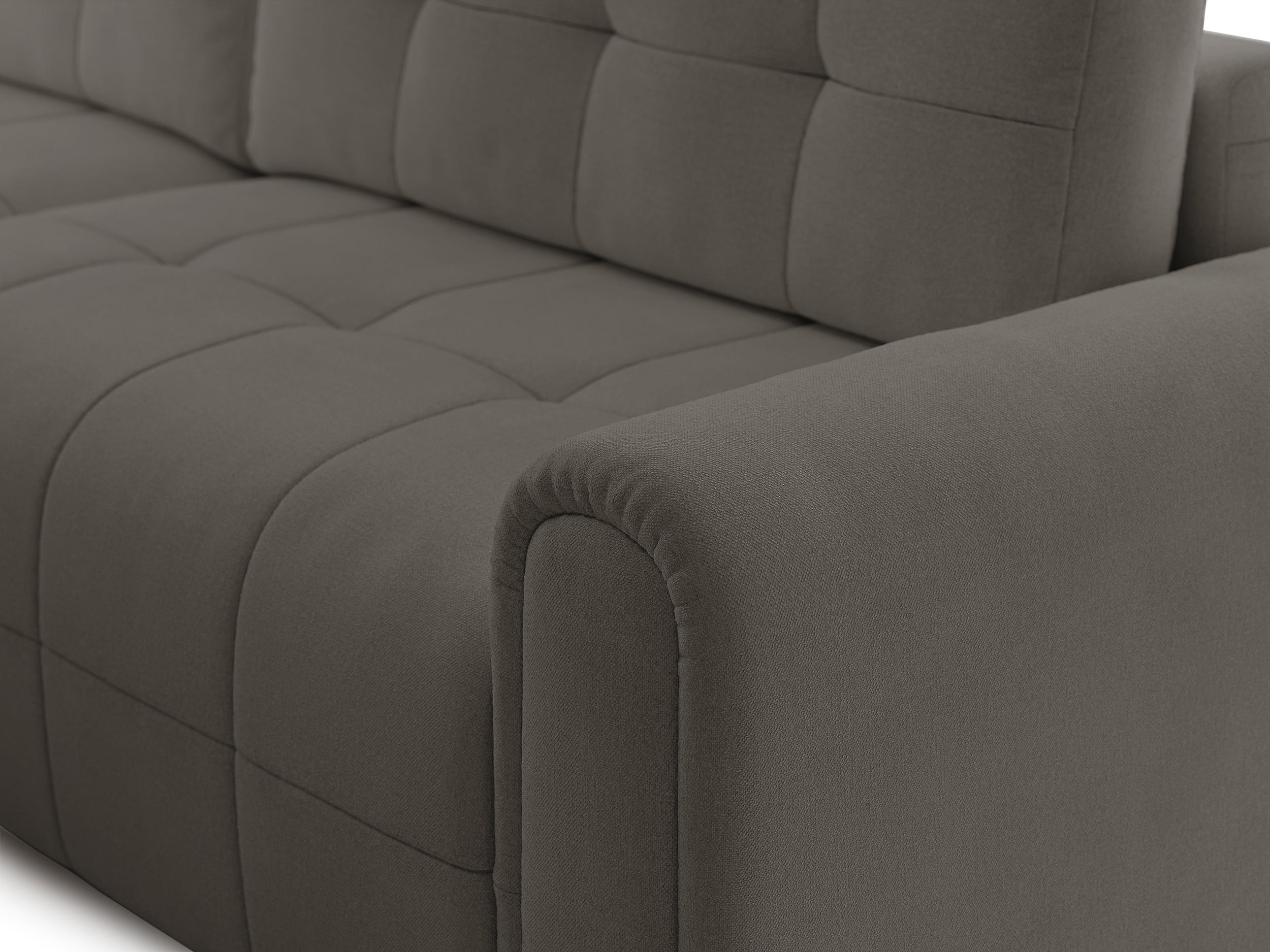 Ecksofa mit Schlaffunktion Simolla, L-förmig, linksseitig, mit Stauraum, grau-braunes Chenille
