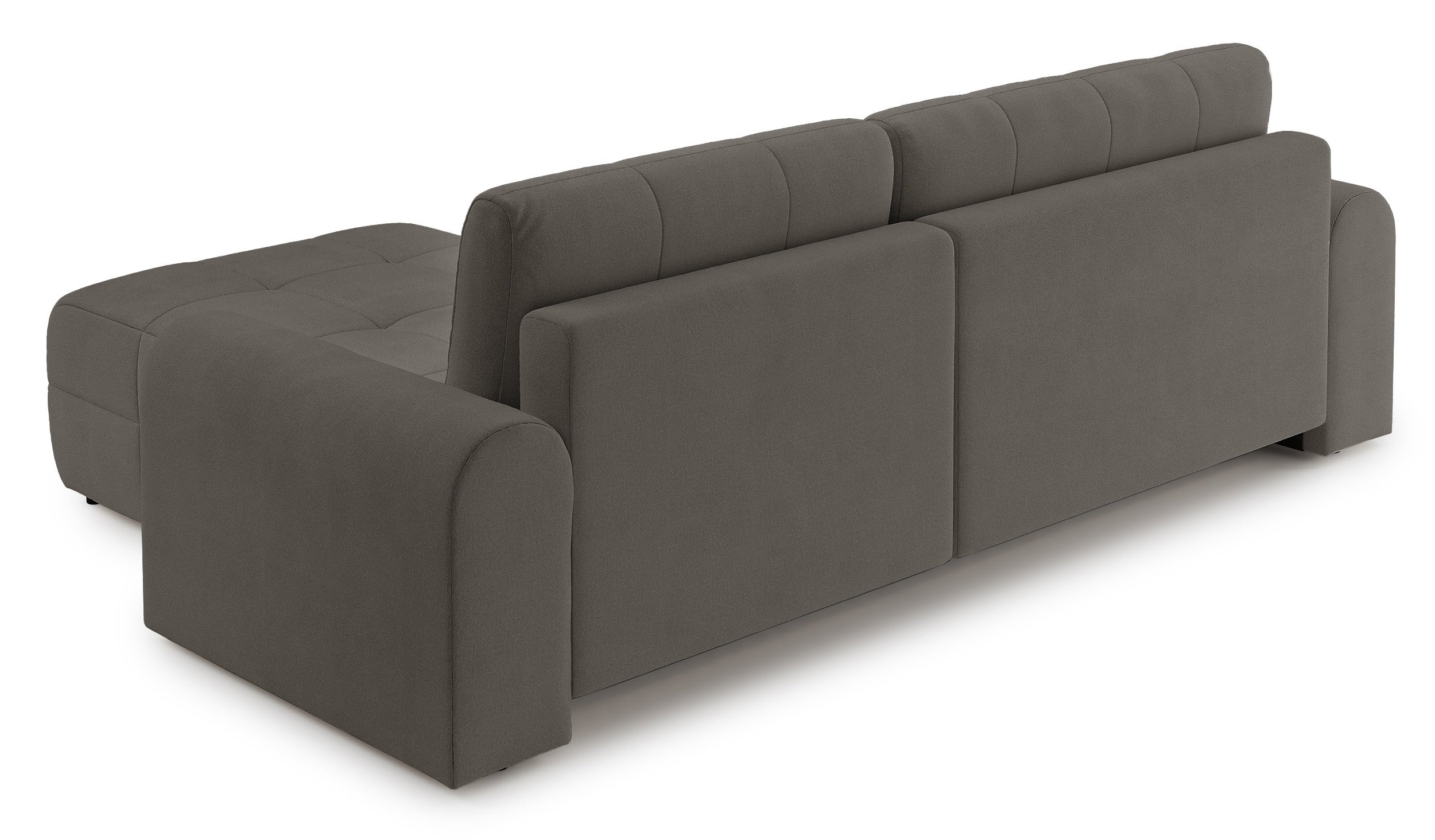Ecksofa mit Schlaffunktion Simolla, L-förmig, rechtsseitig, mit Stauraum, grau-braunes Chenille