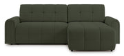 Ecksofa mit Schlaffunktion Simolla, L-förmig, rechtsseitig, mit Stauraum, olivgrüner Chenille-Bezug