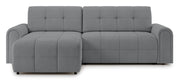 Ecksofa mit Schlaffunktion Simolla, L-förmig, linksseitig, mit Stauraum, grauer Chenille-Bezug