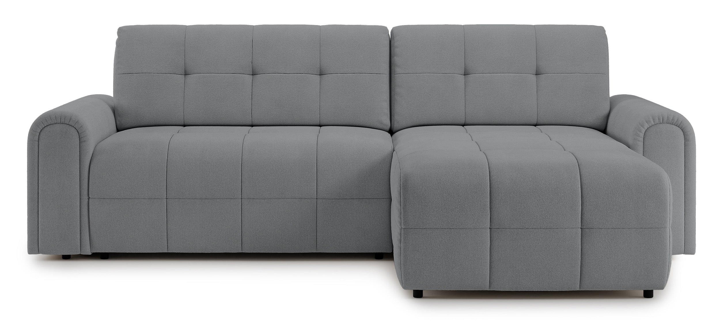 Ecksofa mit Schlaffunktion Simolla, L-förmig, rechtsseitig mit Stauraum, grauer Chenille-Bezug