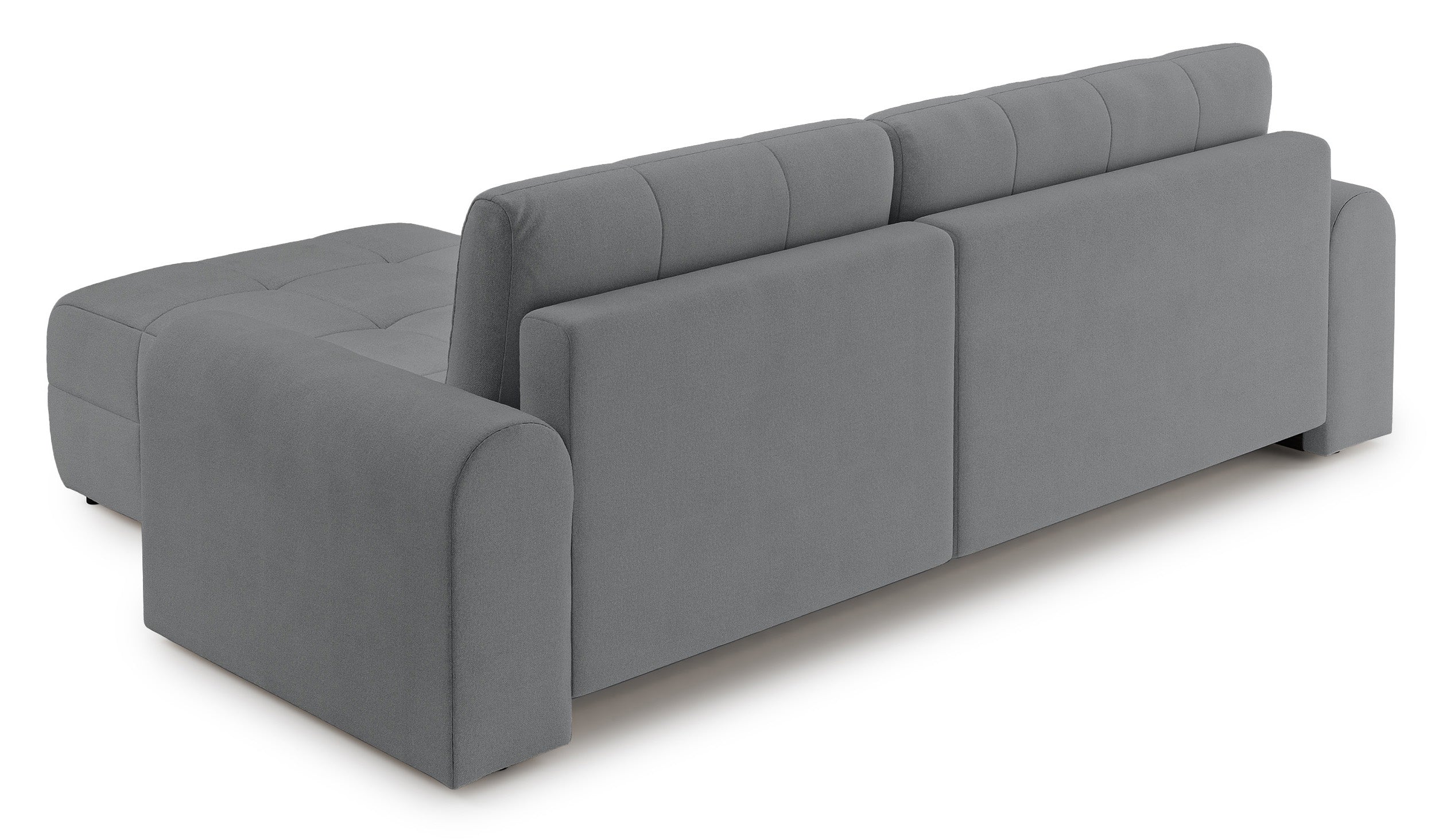 Ecksofa mit Schlaffunktion Simolla, L-förmig, rechtsseitig mit Stauraum, grauer Chenille-Bezug