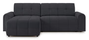 Ecksofa mit Schlaffunktion Simolla, L-förmig, linksseitig, mit Stauraum, dunkelgrauer Chenille-Stoff