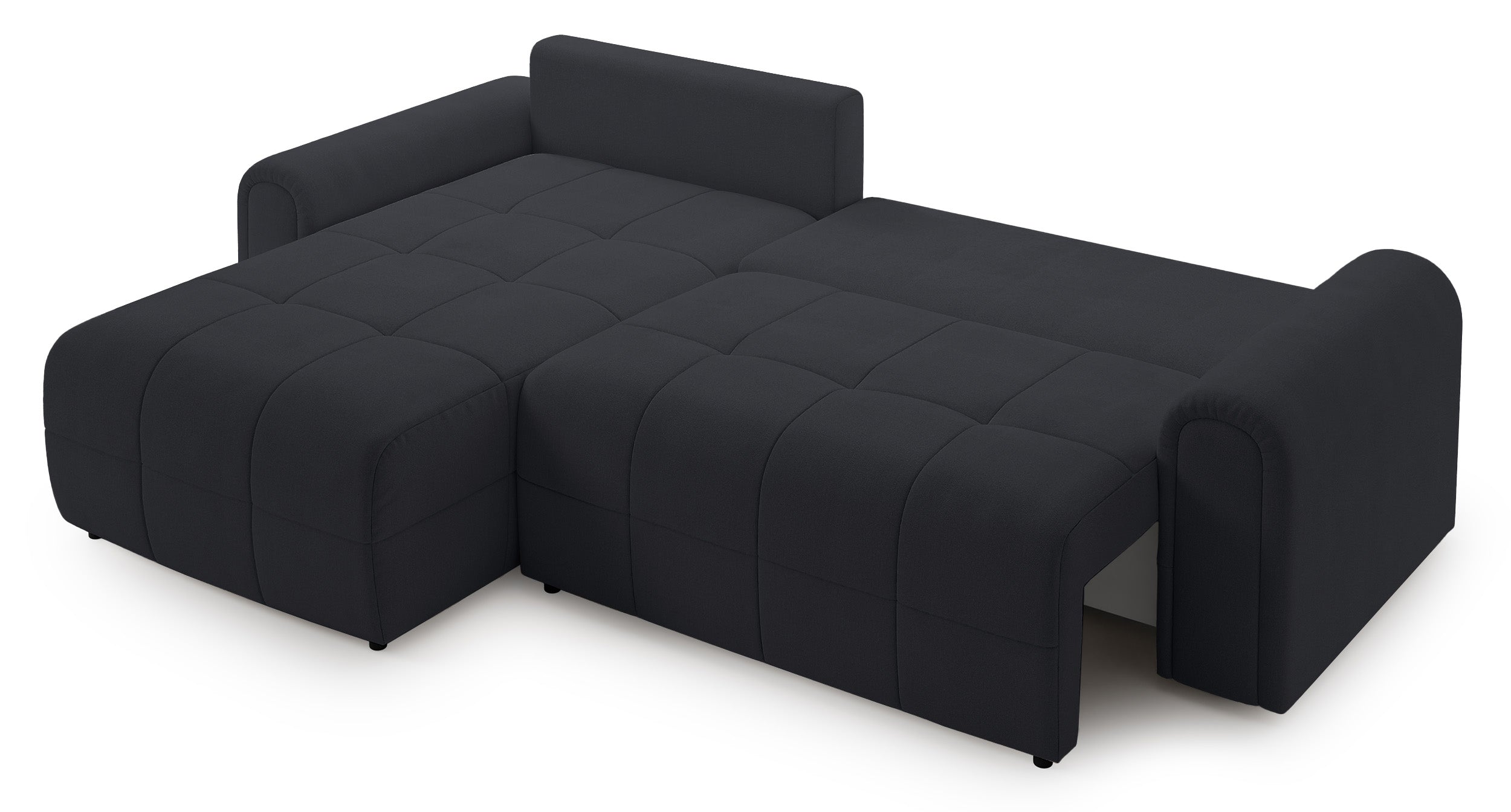 Ecksofa mit Schlaffunktion Simolla, L-förmig, linksseitig, mit Stauraum, dunkelgrauer Chenille-Stoff