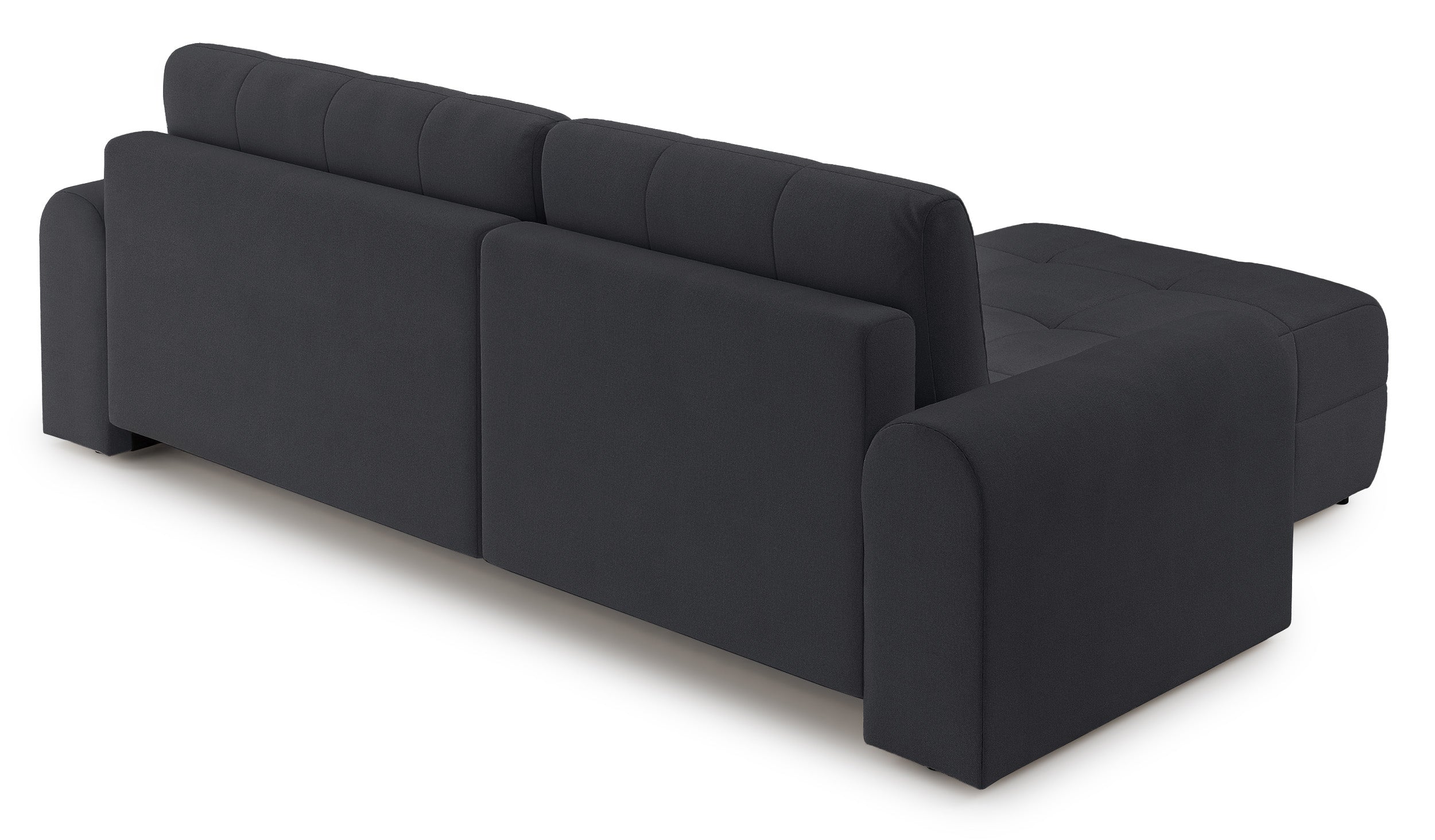 Ecksofa mit Schlaffunktion Simolla, L-förmig, linksseitig, mit Stauraum, dunkelgrauer Chenille-Stoff