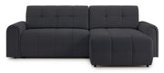 Ecksofa mit Schlafunktion Simolla, L-förmig, rechtsseitig, mit Stauraum, dunkelgrauer Chenille-Bezug