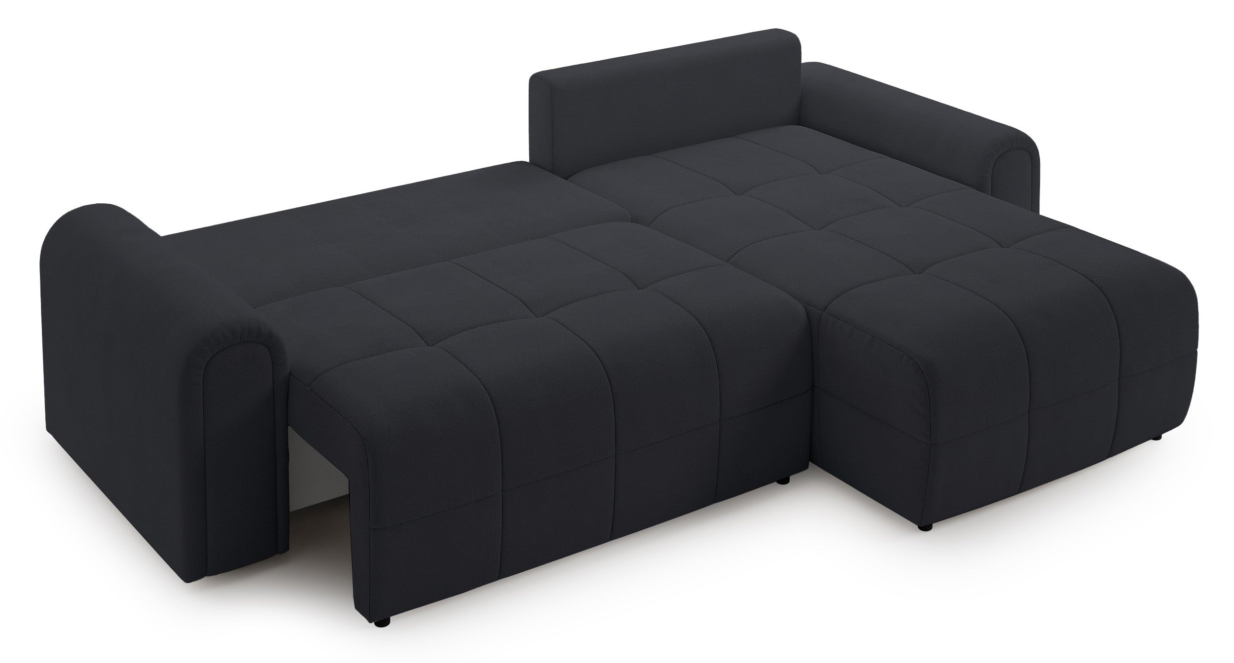 Ecksofa mit Schlafunktion Simolla, L-förmig, rechtsseitig, mit Stauraum, dunkelgrauer Chenille-Bezug