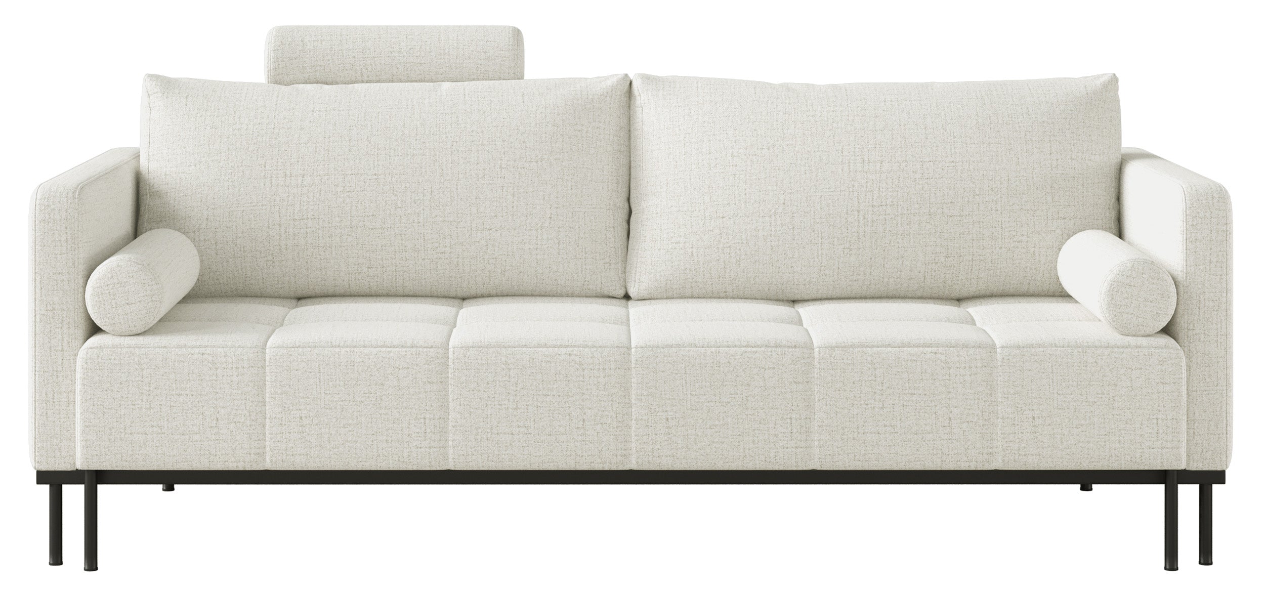 Dreisitziges ausklappbares Sofa Skilia in grau-beigem hydrophobem Chenille-Stoff