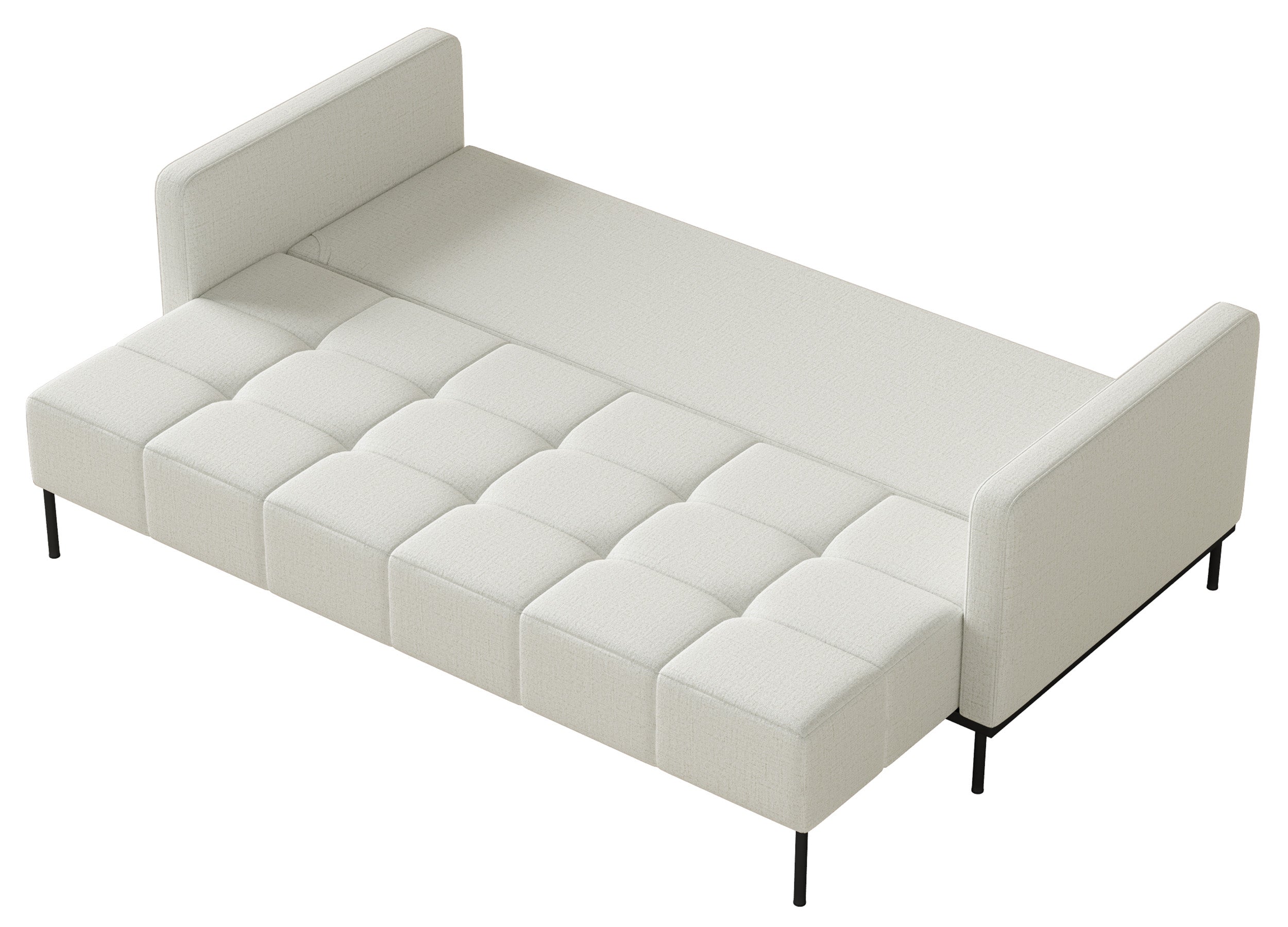 Dreisitziges ausklappbares Sofa Skilia in grau-beigem hydrophobem Chenille-Stoff