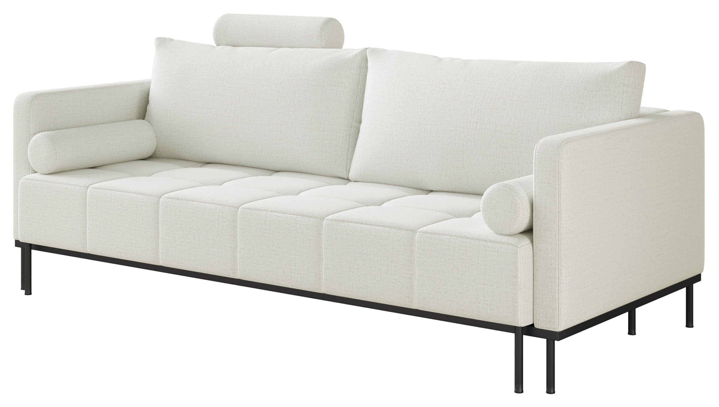 Dreisitziges ausklappbares Sofa Skilia in grau-beigem hydrophobem Chenille-Stoff