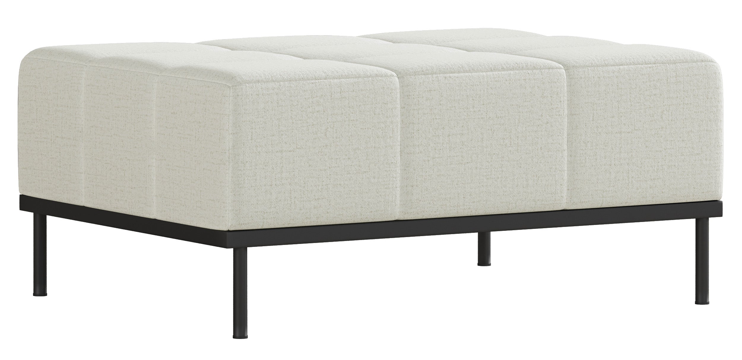 Dreisitziges ausklappbares Sofa Skilia mit Hocker, hellgraubeige, hydrophober Chenillestoff