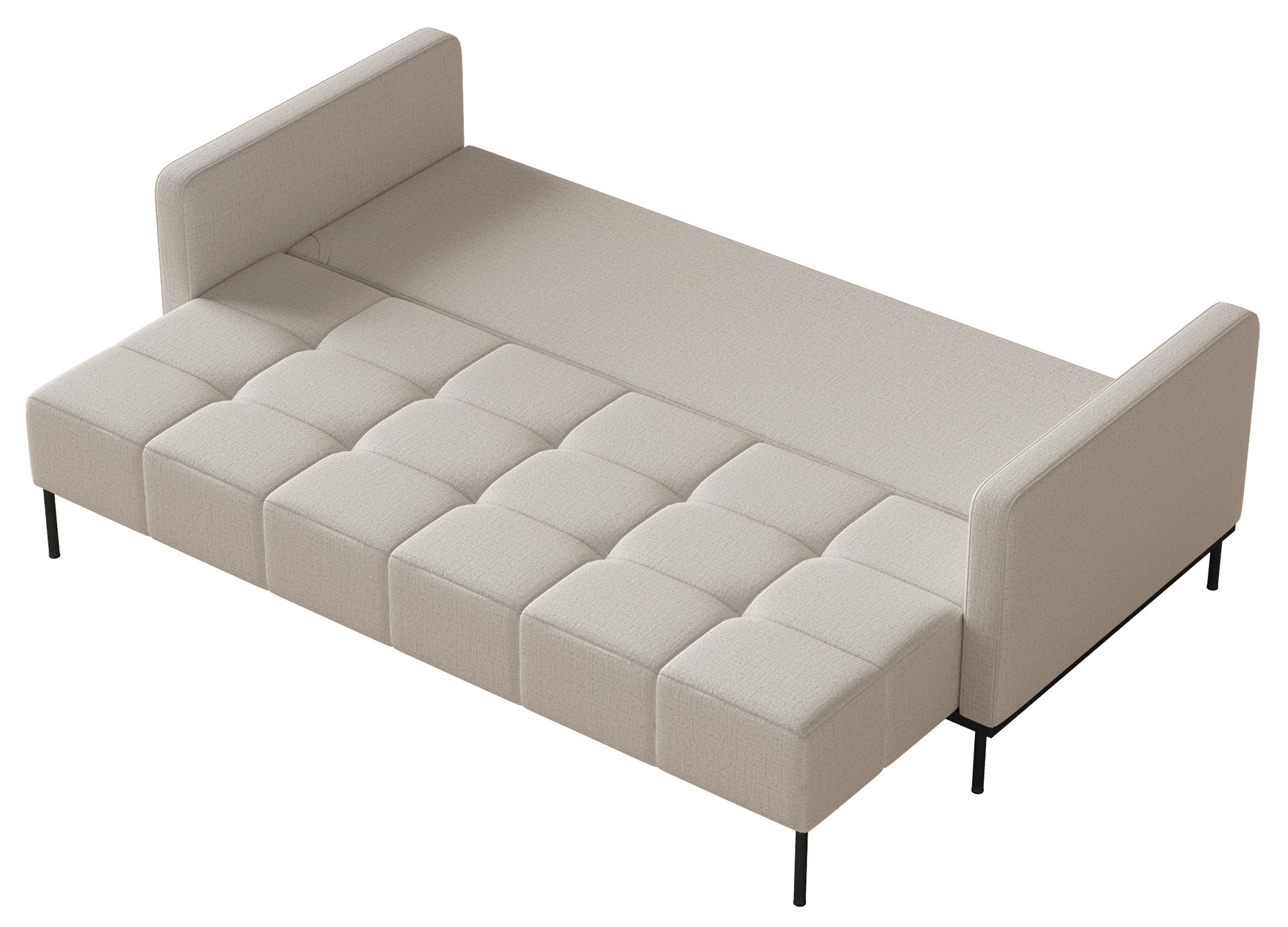 Dreisitziges ausziehbares Sofa Skilia in hellbeigem, hydrophobem Chenille-Stoff