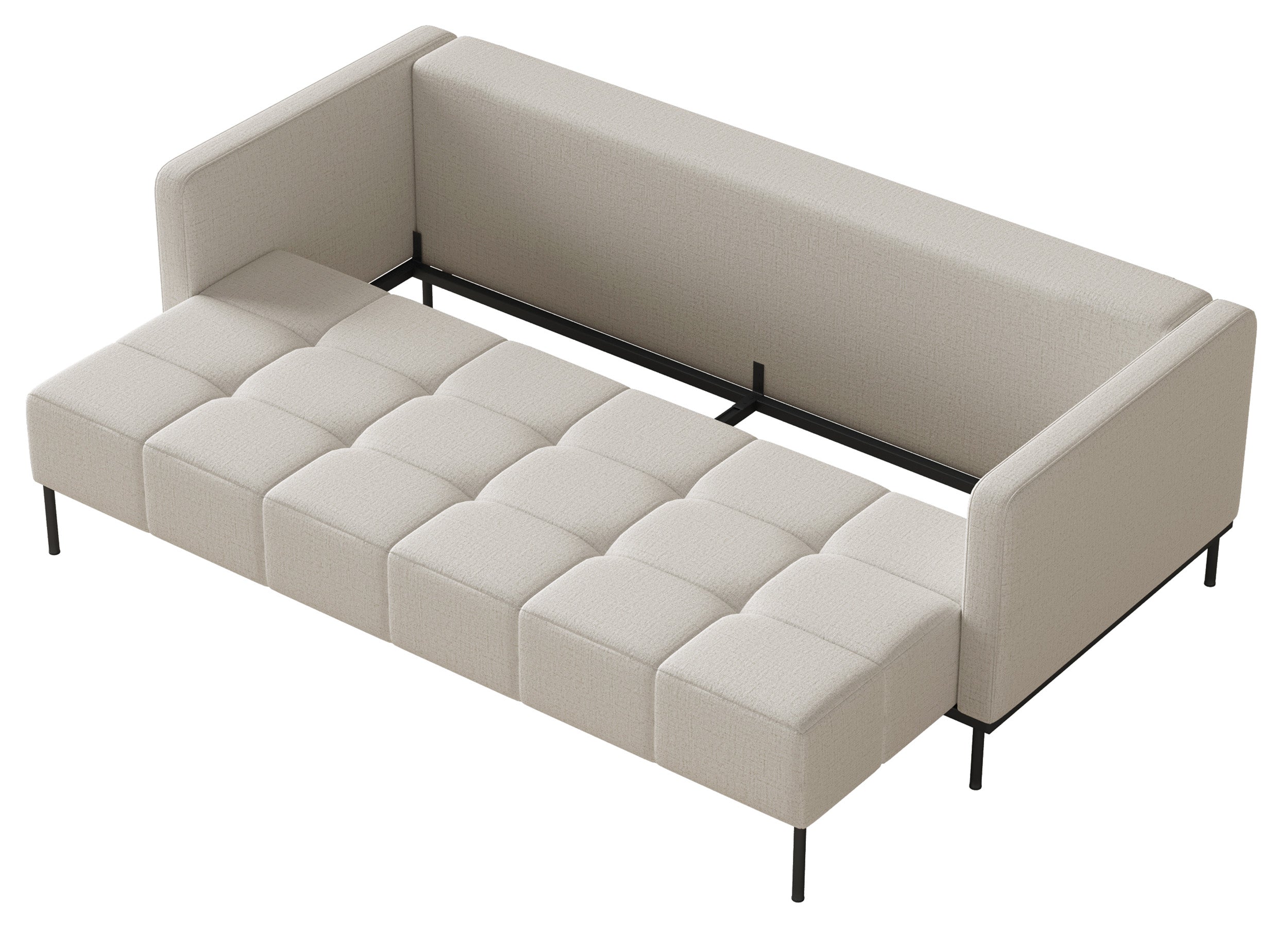 Dreisitziges ausziehbares Sofa Skilia in hellbeigem, hydrophobem Chenille-Stoff