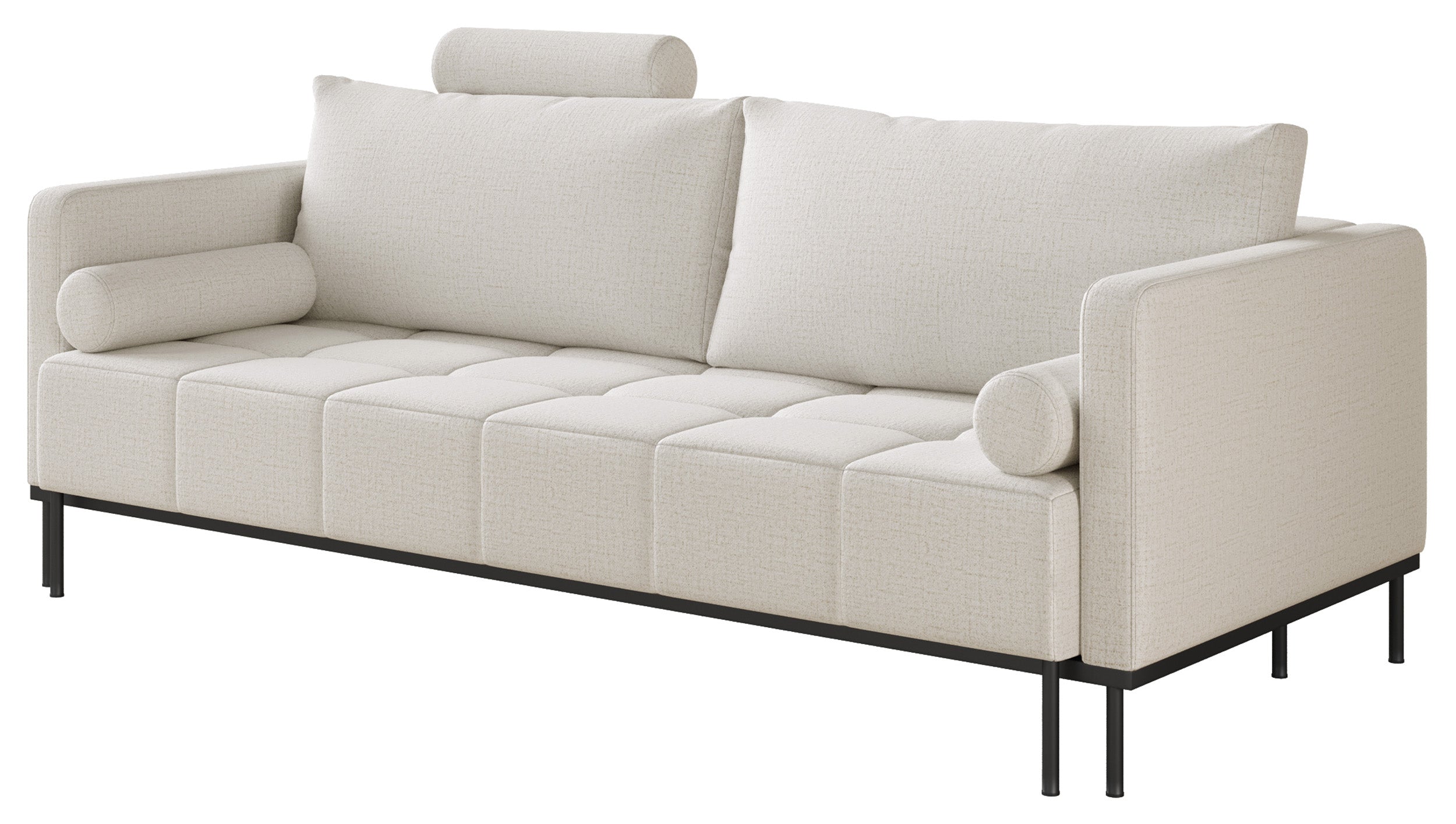 Dreisitziges ausziehbares Sofa Skilia in hellbeigem, hydrophobem Chenille-Stoff