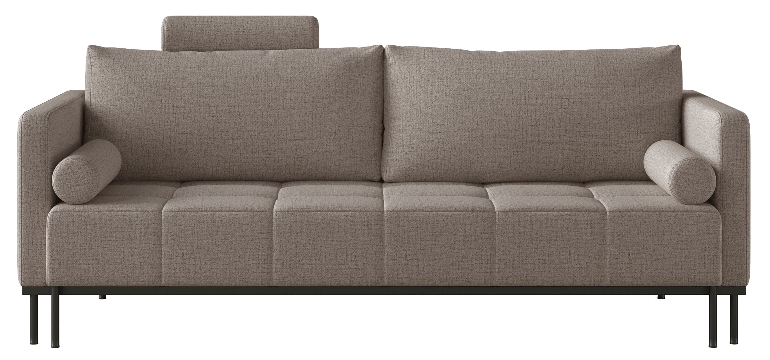 Dreisitziges ausklappbares Sofa Skilia in graubraunem, hydrophobem Chenille-Stoff