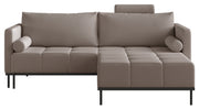 Dreisitziges ausklappbares Sofa Skilia mit Hocker, graubrauner hydrophober Chenille-Stoff