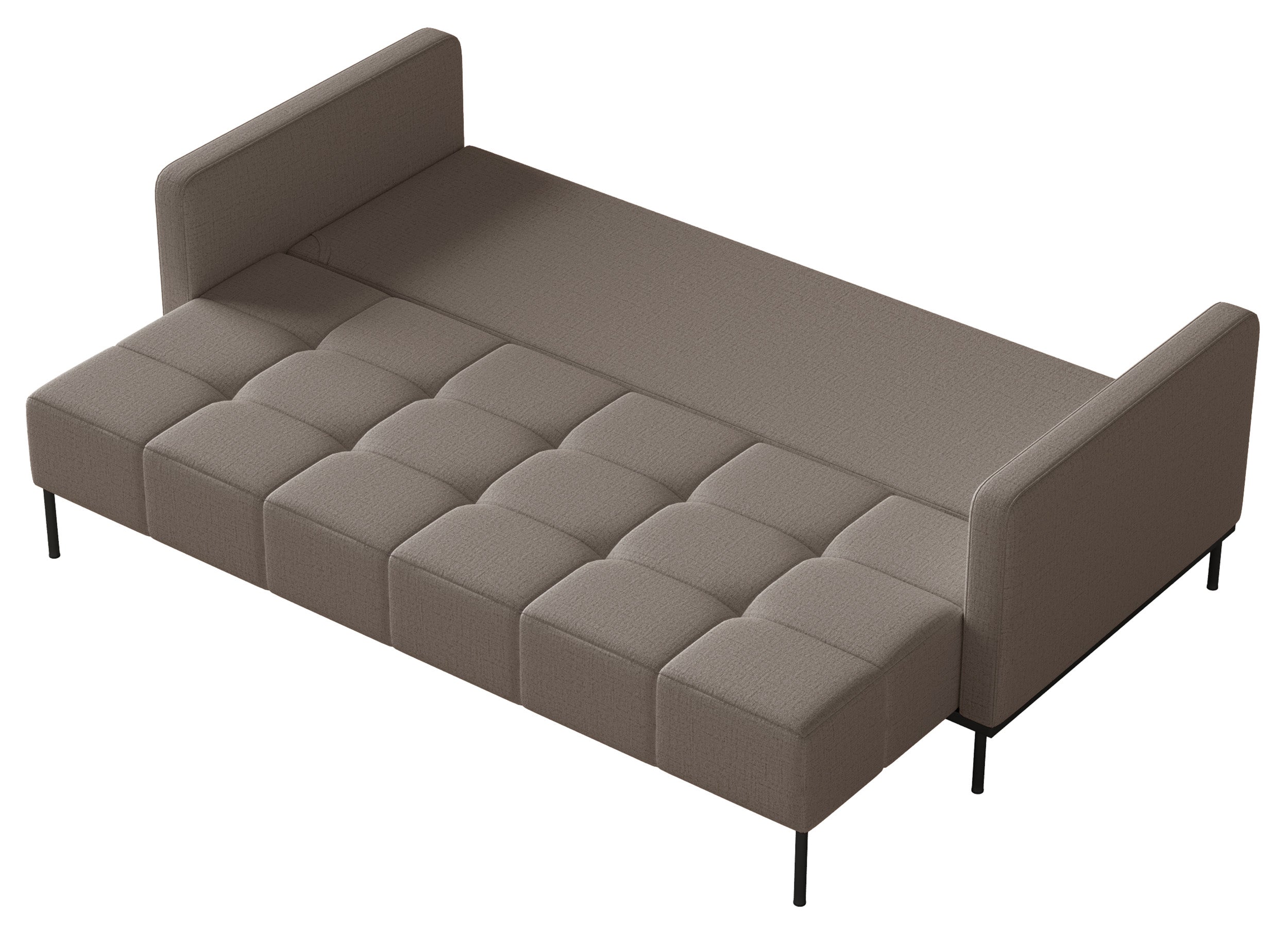 Dreisitziges ausklappbares Sofa Skilia in graubraunem, hydrophobem Chenille-Stoff