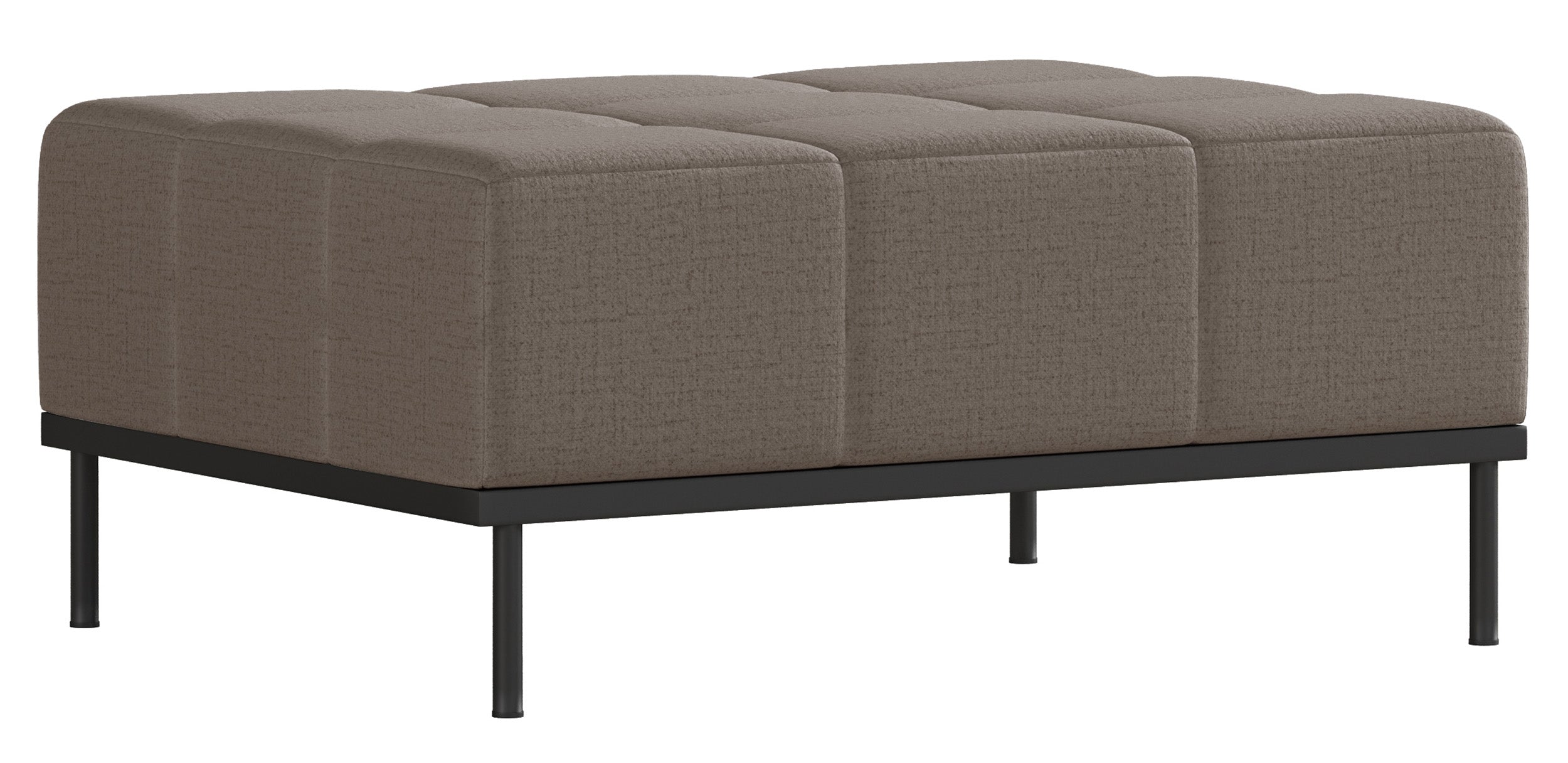 Dreisitziges ausklappbares Sofa Skilia mit Hocker, graubrauner hydrophober Chenille-Stoff