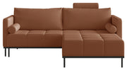 Dreisitziges ausklappbares Sofa Skilia mit kupferfarbenem, wasserabweisendem Chenille-Hocker