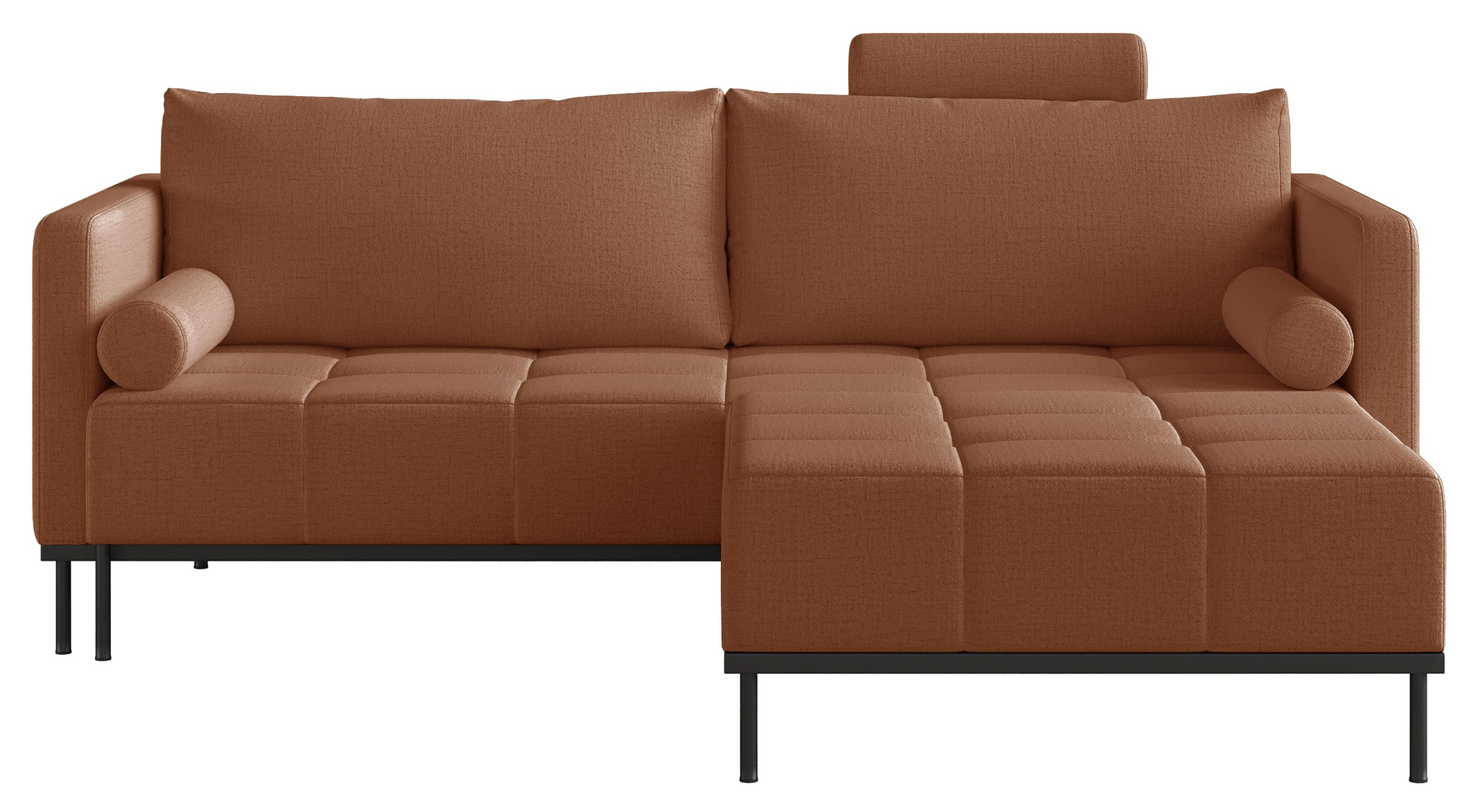 Dreisitziges ausklappbares Sofa Skilia in kupferfarbenem, hydrophobem Chenille-Stoff