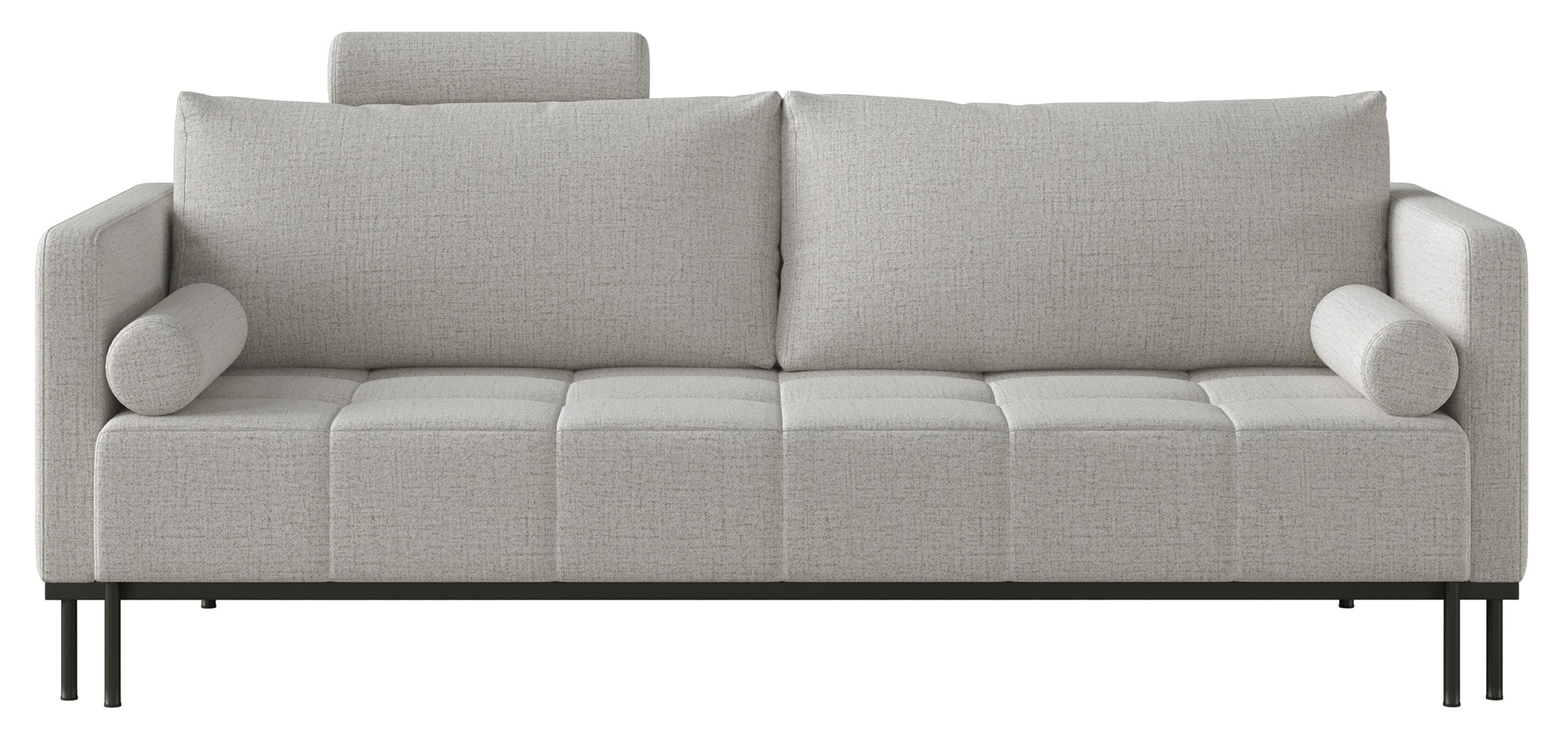 Dreisitziges, ausklappbares Sofa Skilia in Hellgrau, hydrophobes Chenille