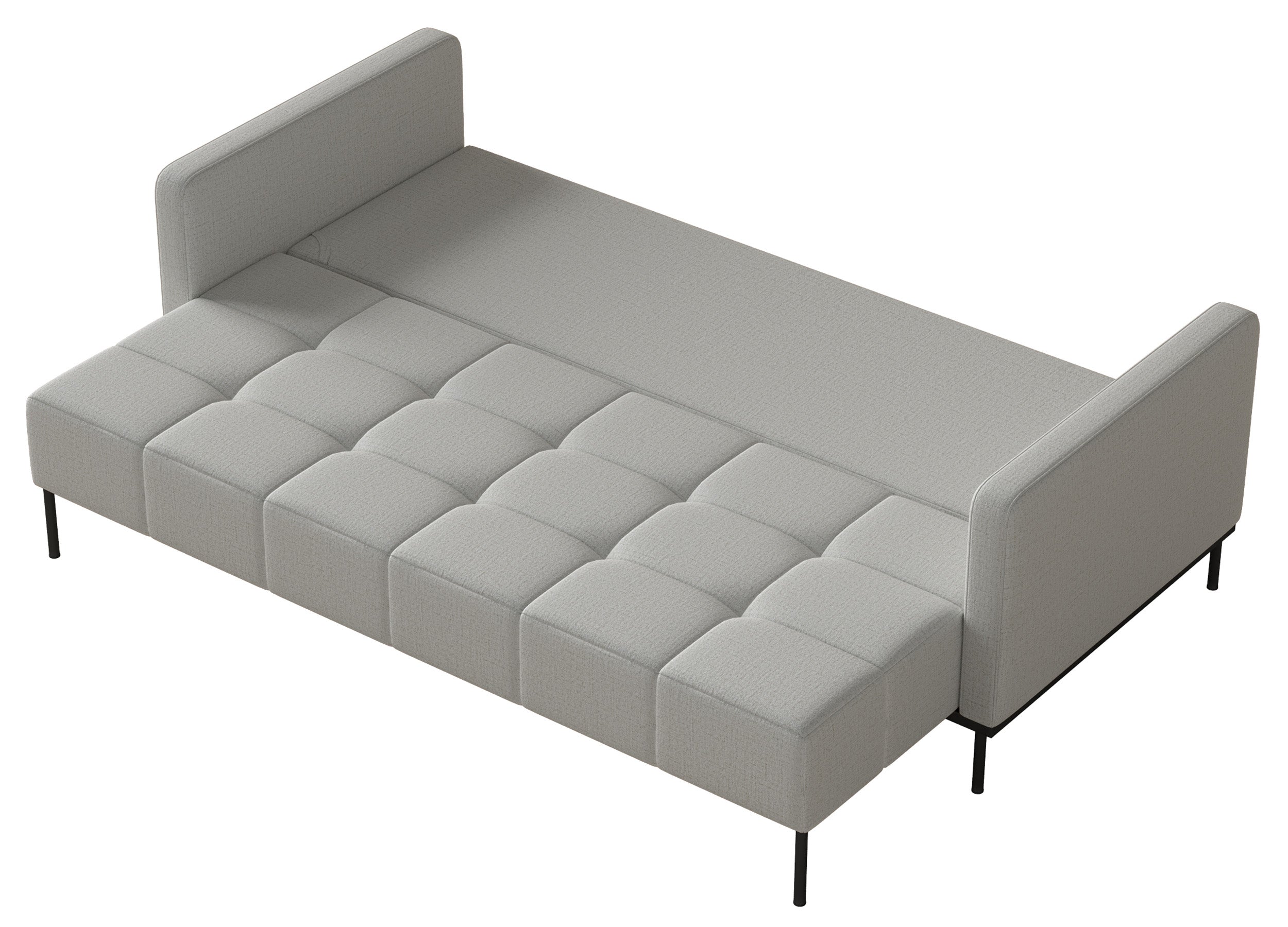 Dreisitziges, ausklappbares Sofa Skilia in Hellgrau, hydrophobes Chenille