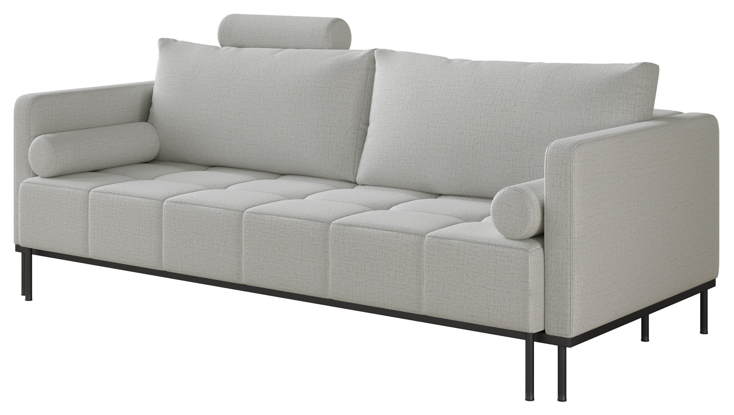 Dreisitziges, ausklappbares Sofa Skilia in Hellgrau, hydrophobes Chenille