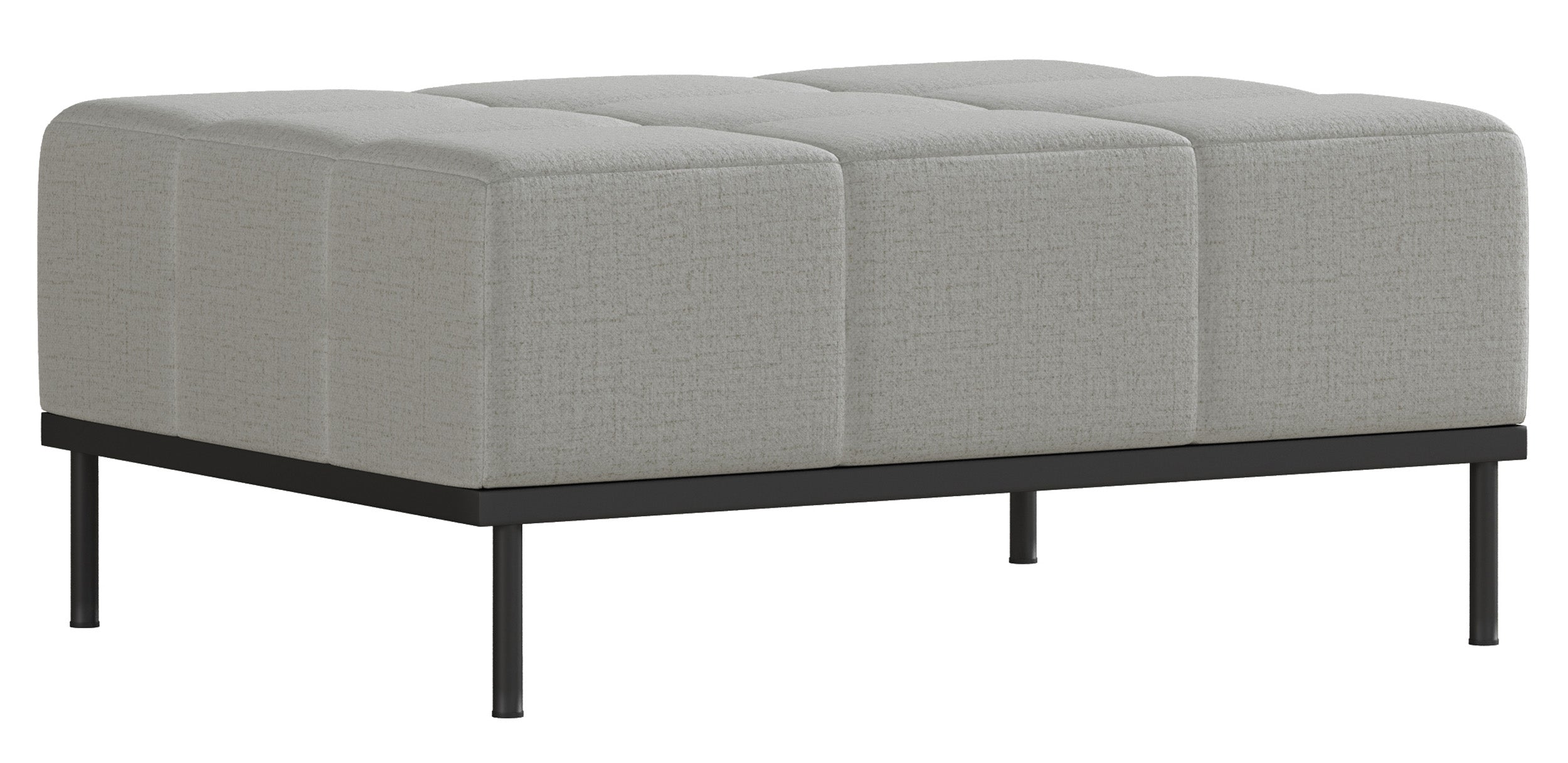 Dreisitziges Schlafsofa Skilia mit Hocker, hellgrauer Chenille-Stoff, wasserabweisend