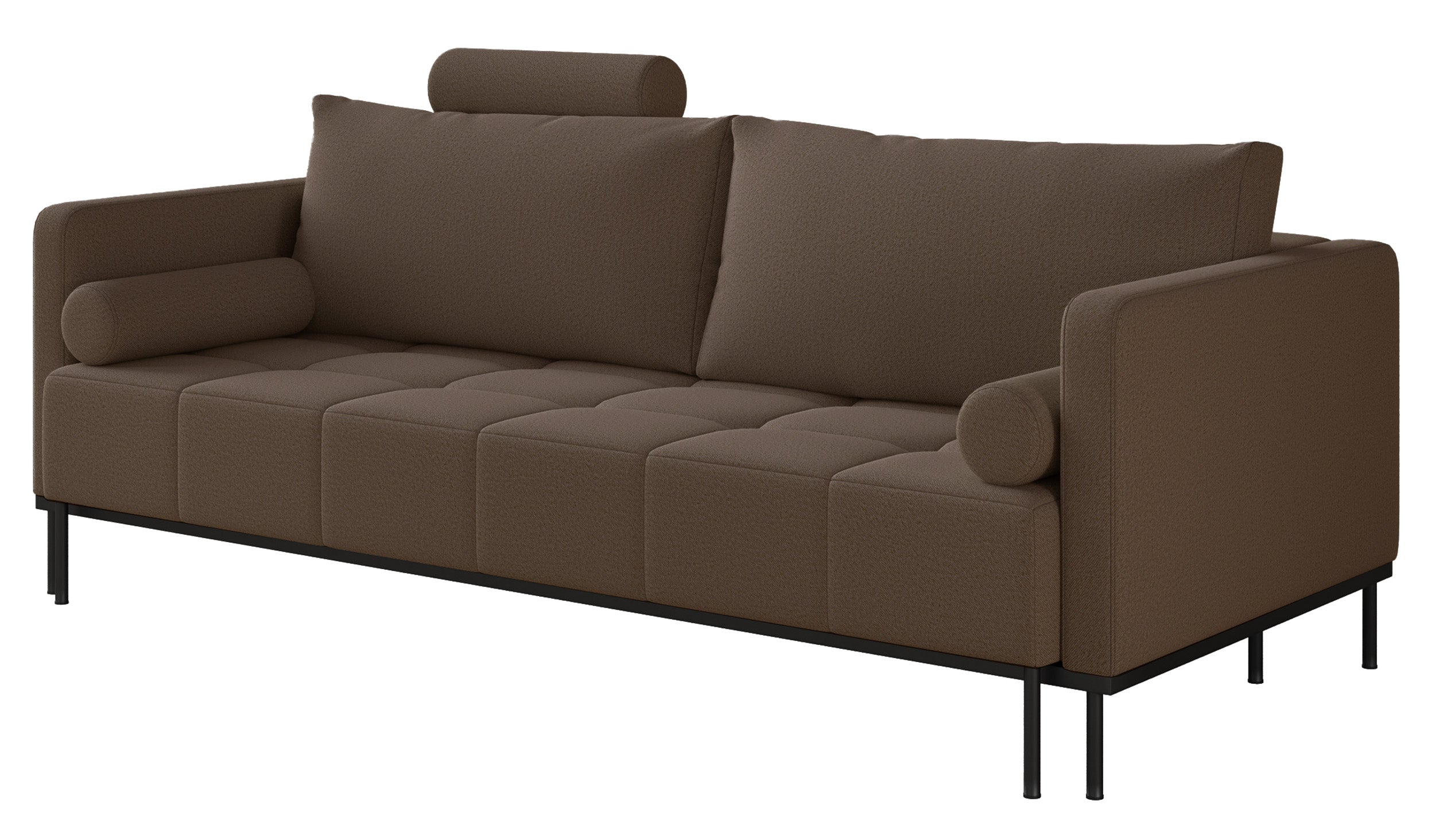 Dreisitziges ausklappbares Sofa Skilia, braunes, leicht zu reinigendes Strickgewebe