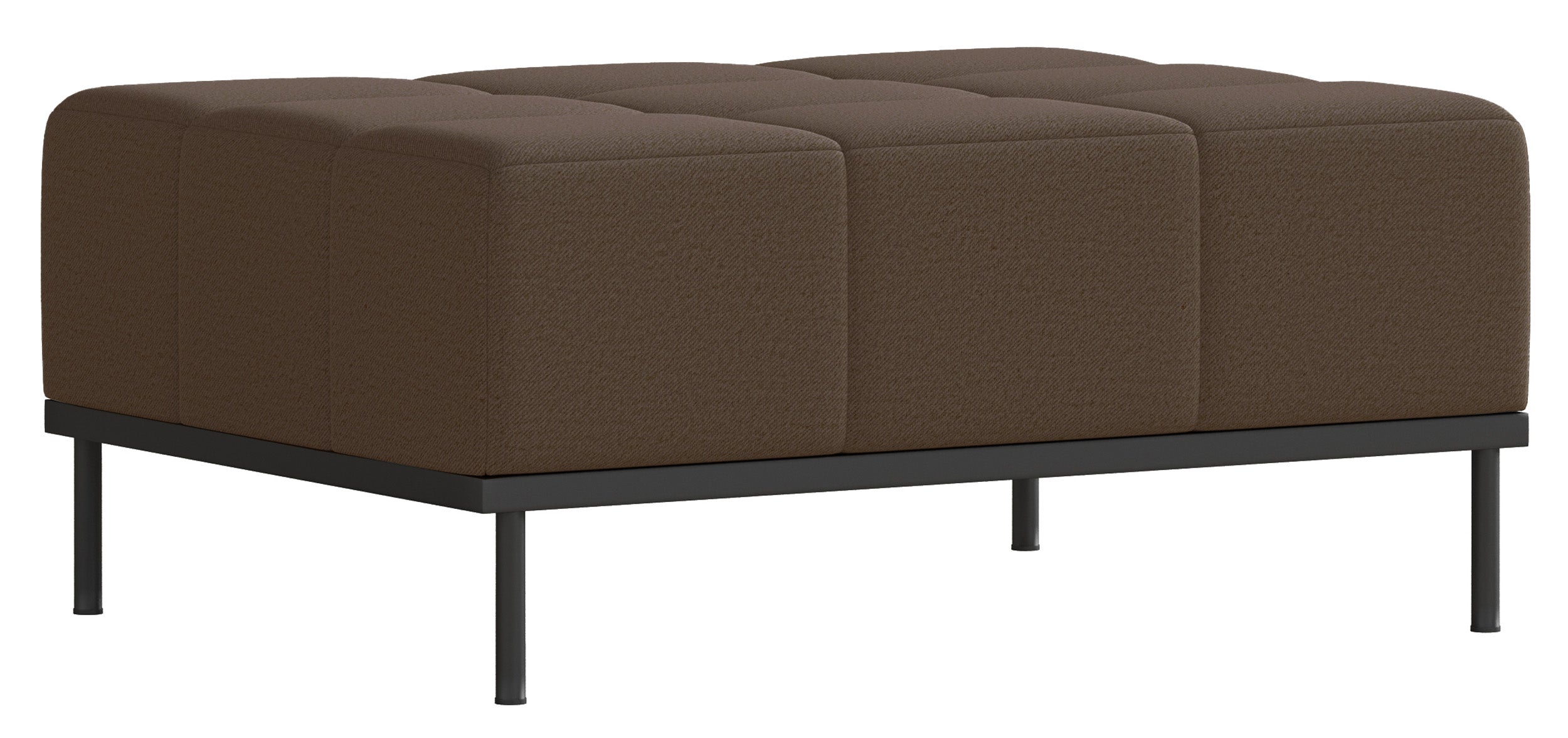 Dreisitziges ausklappbares Sofa Skilia mit Hocker, brauner, leicht zu reinigender Strickstoff