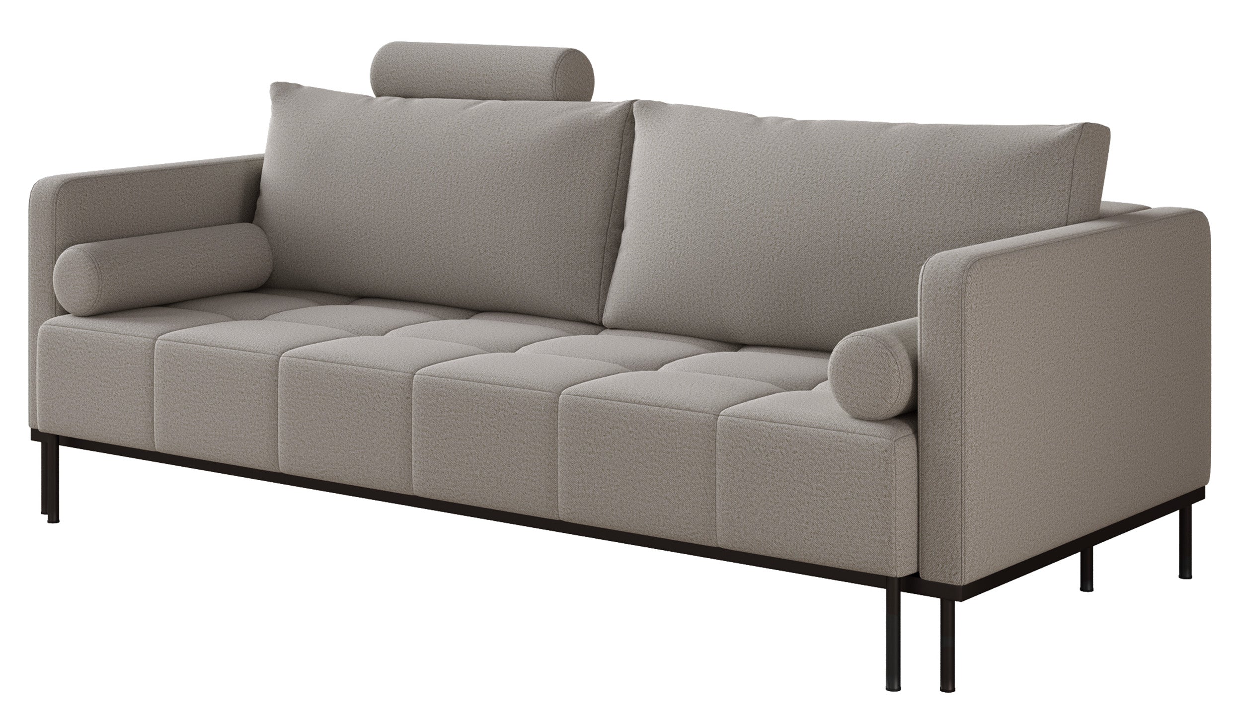 Dreisitziges ausklappbares Sofa Skilia, grau, pflegeleichter Strickstoff