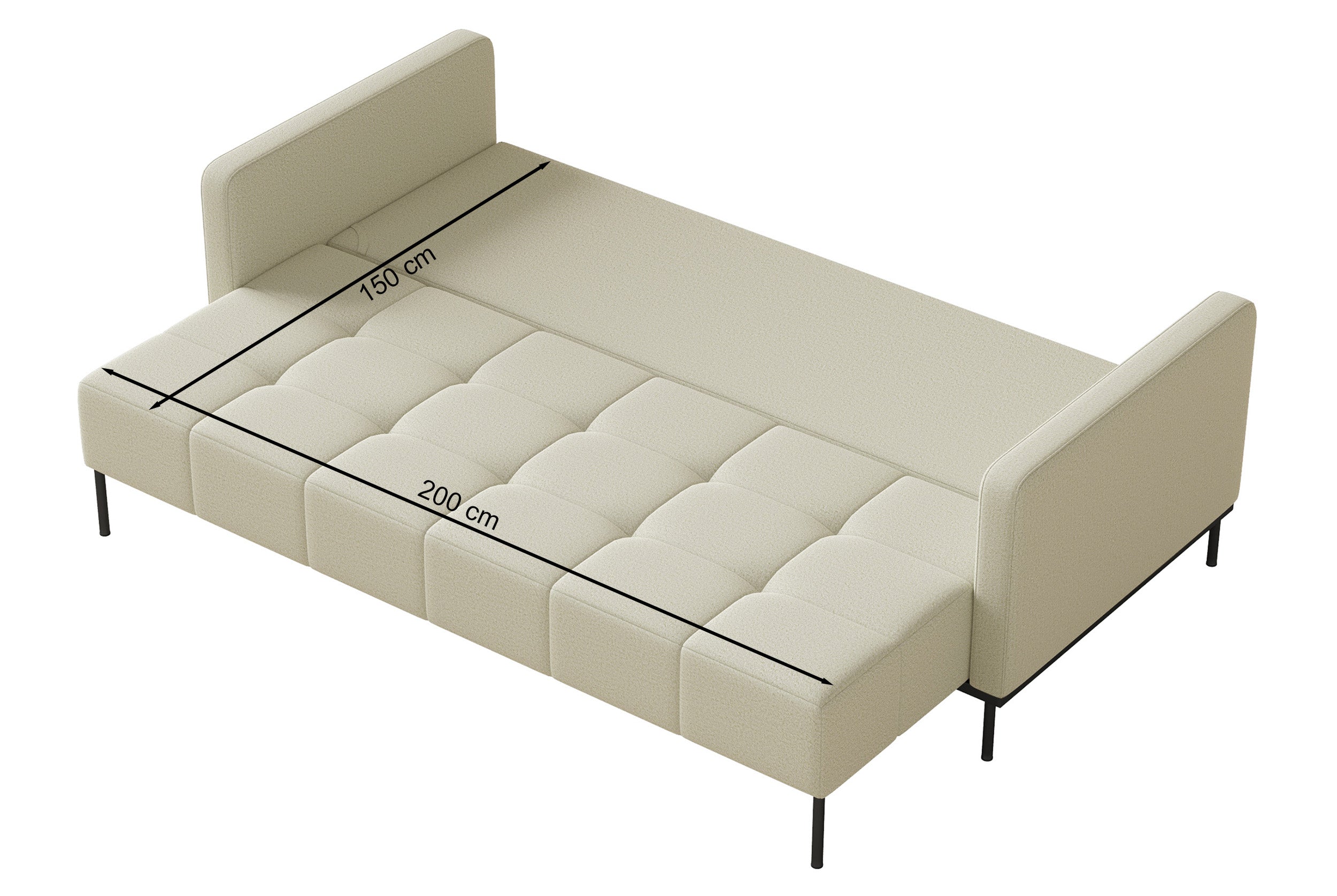 Dreisitziges ausklappbares Sofa Skilia in kupferfarbenem, hydrophobem Chenille-Stoff