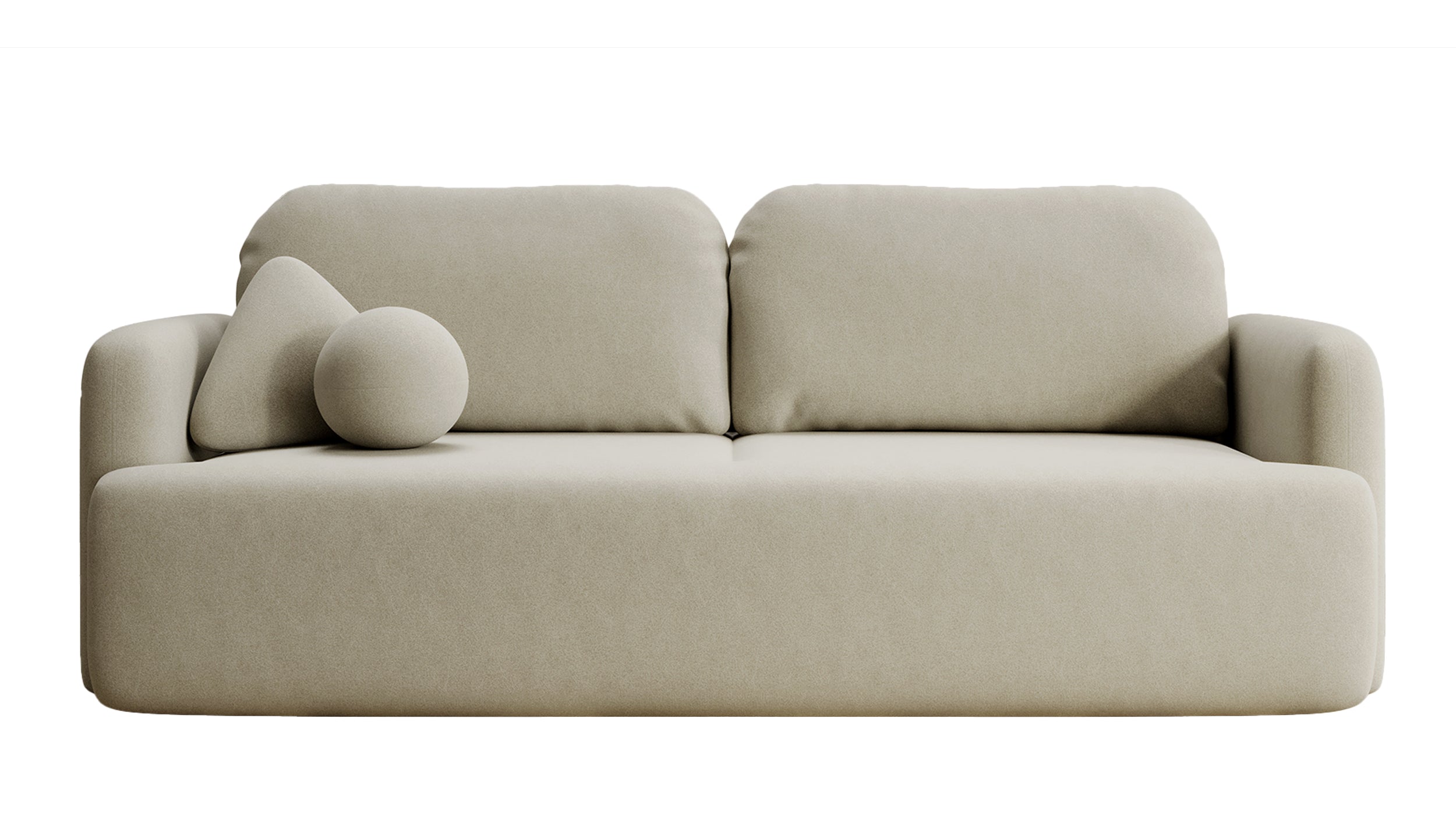 Dreisitziges ausklappbares Sofa Lambina mit Stauraum, beige, pflegeleichter Velours