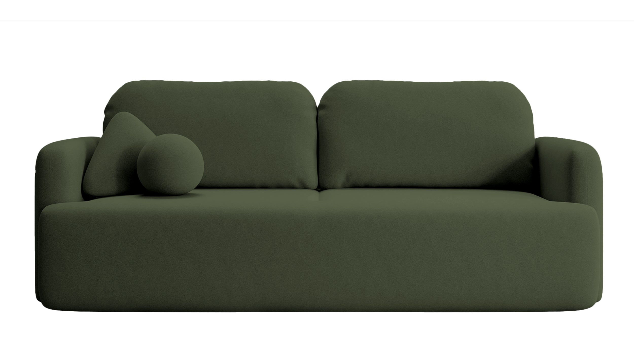 Drei-Sitzer-Schlafsofa Lambina mit Stauraum, olivgrüner Samt, pflegeleicht