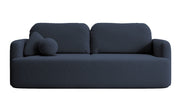 Dreisitziges, ausklappbares Sofa Lambina mit Stauraum, marineblauer, leicht zu reinigender Samtvelours