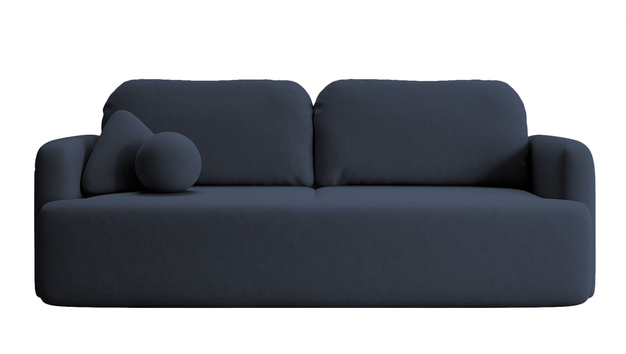 Dreisitziges, ausklappbares Sofa Lambina mit Stauraum, marineblauer, leicht zu reinigender Samtvelours