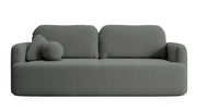 Dreisitziges ausklappbares Sofa Lambina mit Stauraum, dunkelgrauer, pflegeleichter Samtvelours