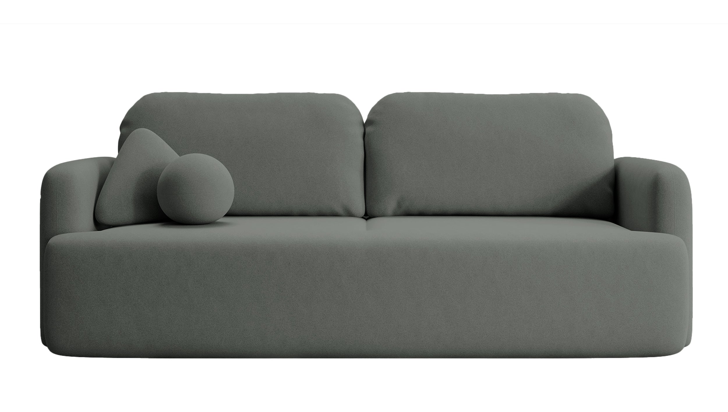Dreisitziges ausklappbares Sofa Lambina mit Stauraum, dunkelgrauer, pflegeleichter Samtvelours