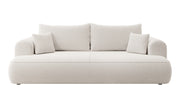 Drei-Sitzer-Schlafsofa Ovo mit Stauraum, cremefarbenes Bouclé