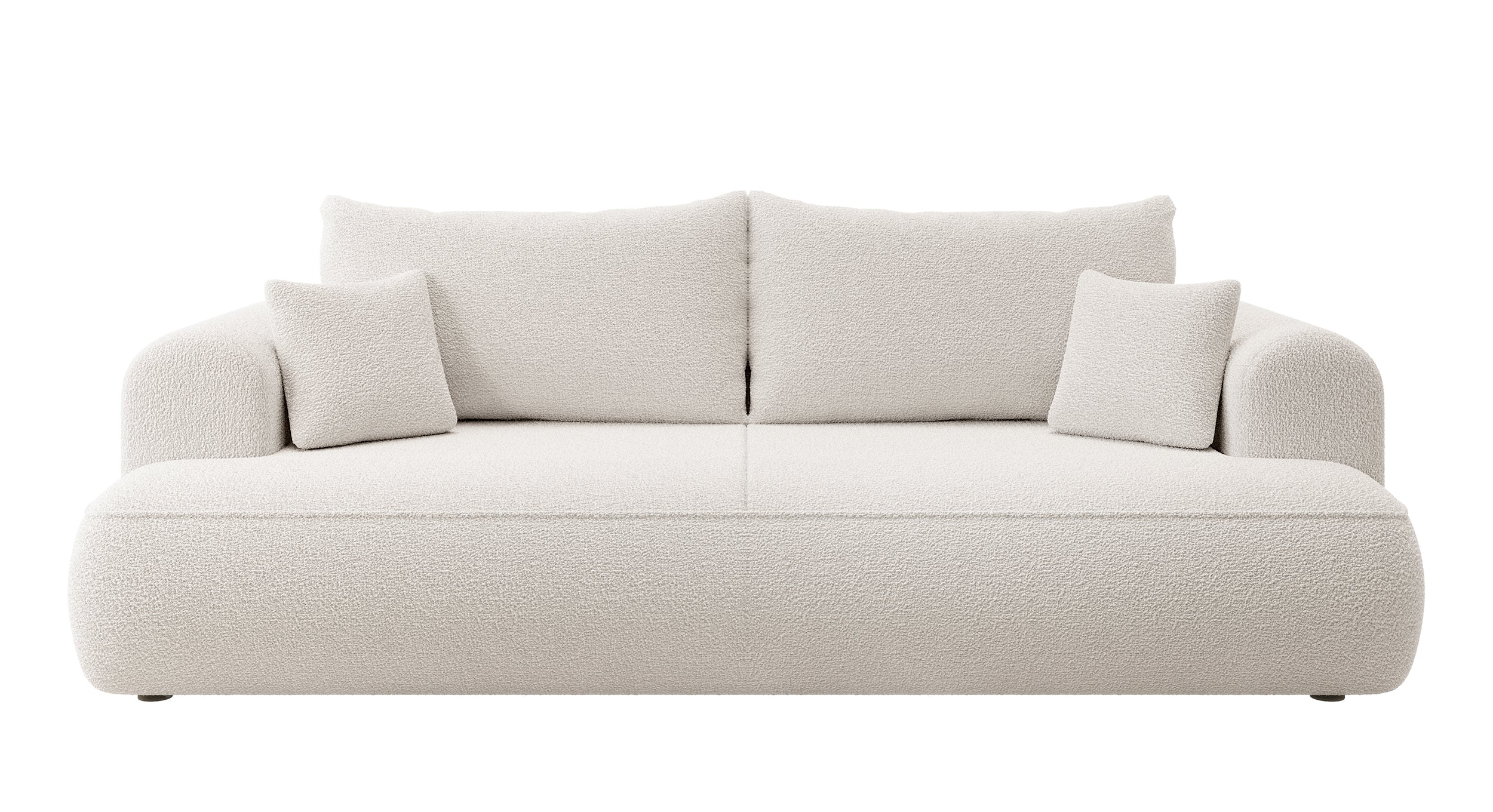 Drei-Sitzer-Schlafsofa Ovo mit Stauraum, cremefarbenes Bouclé