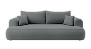 Drei-Sitzer-Schlafsofa Ovo mit Stauraum, dunkelgrauer Samt aus pflegeleichtem Stoff