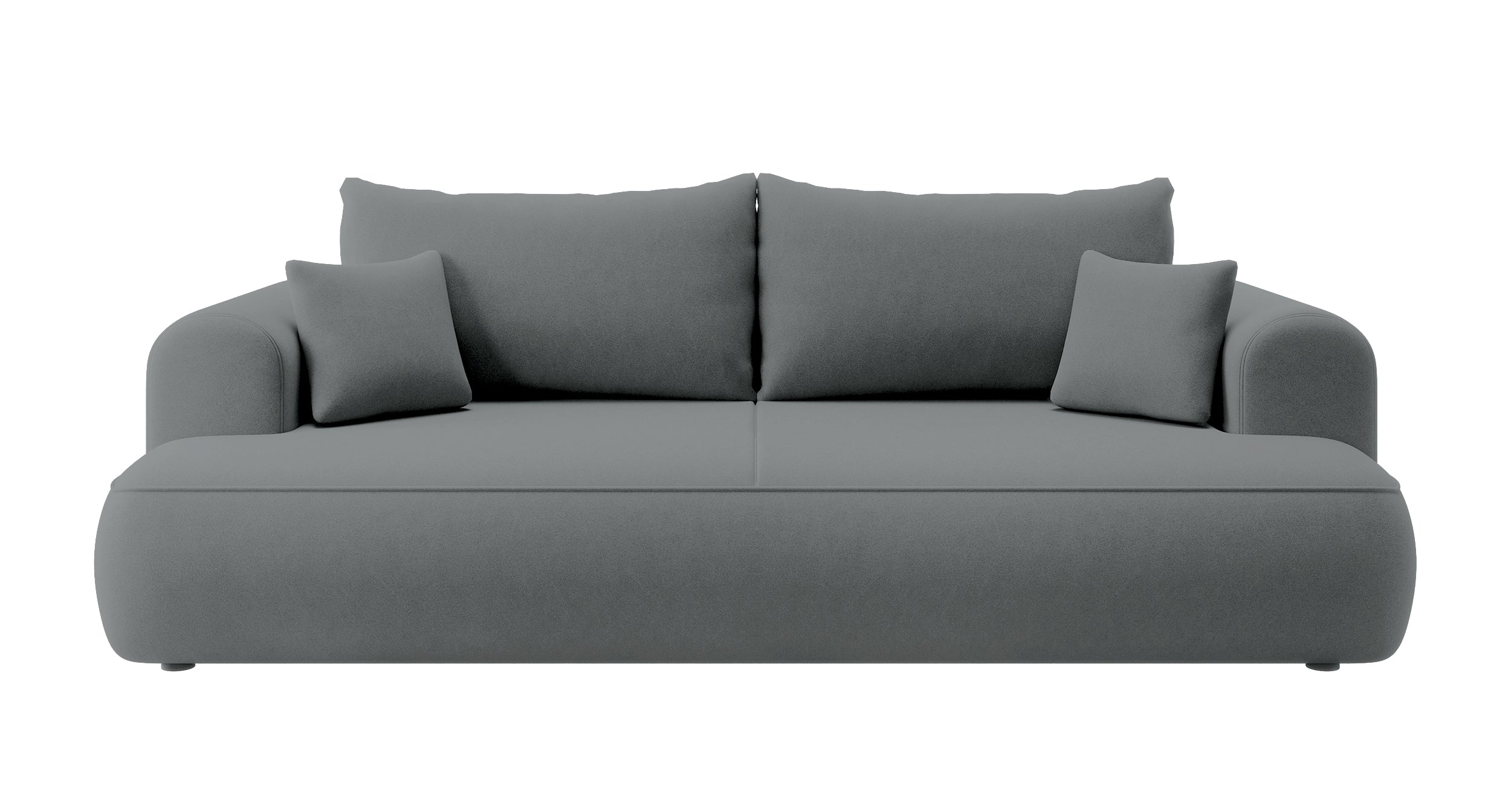 Drei-Sitzer-Schlafsofa Ovo mit Stauraum, dunkelgrauer Samt aus pflegeleichtem Stoff