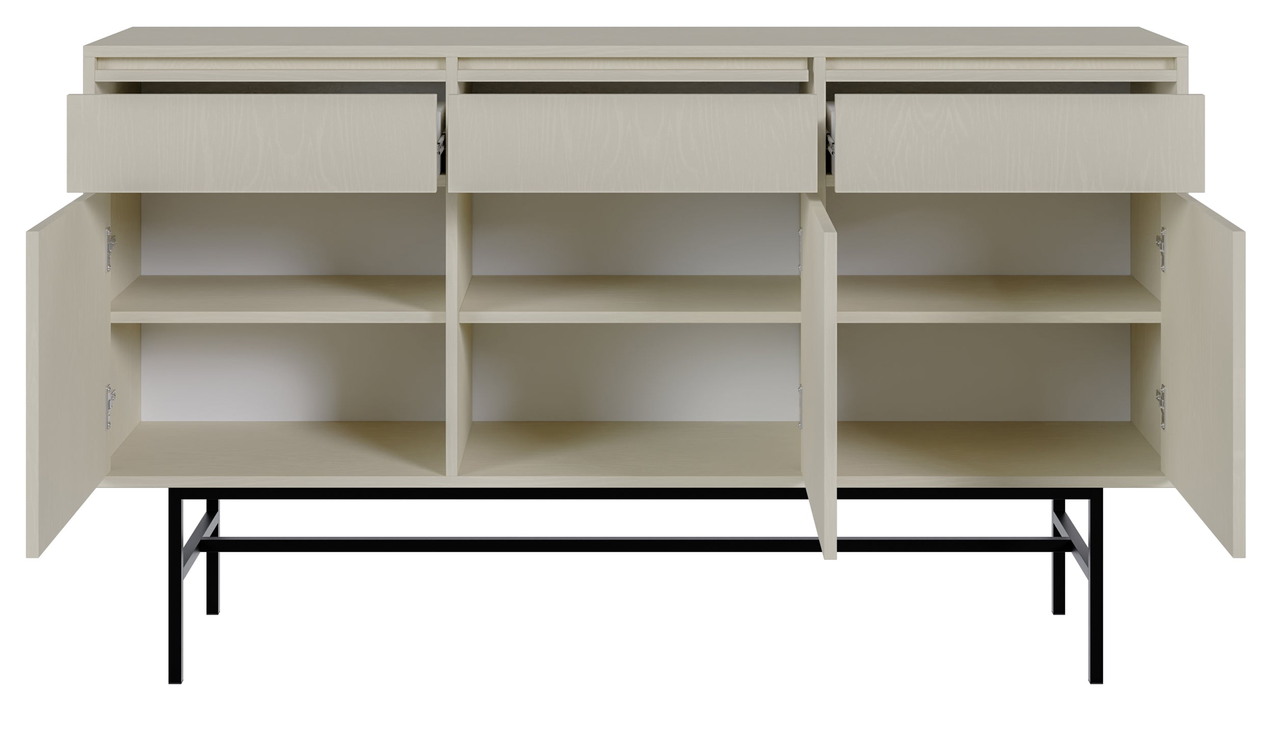 Drehtür-Kommode Evo mit Schubladen und Gestell 154 cm Sandbeige