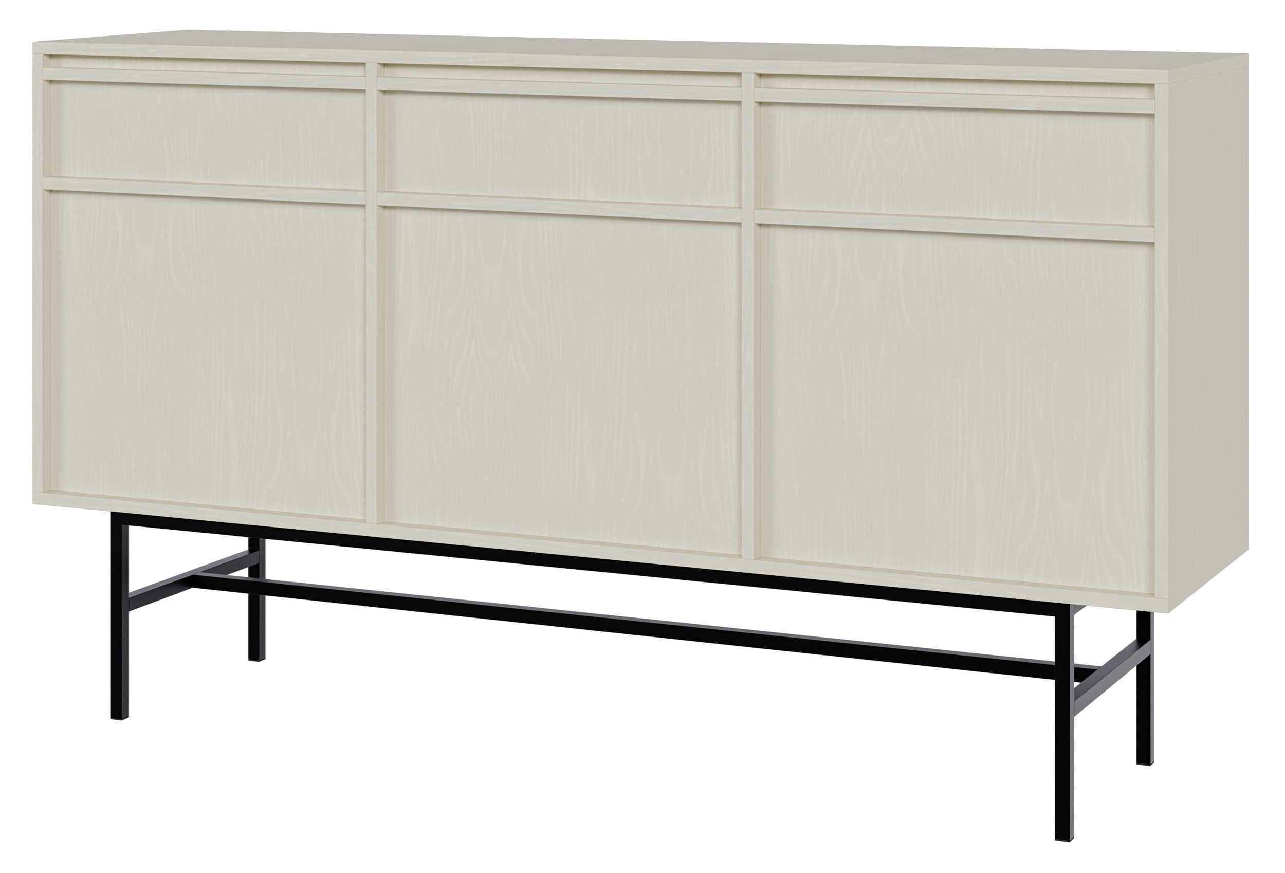 Drehtür-Kommode Evo mit Schubladen und Gestell 154 cm Sandbeige