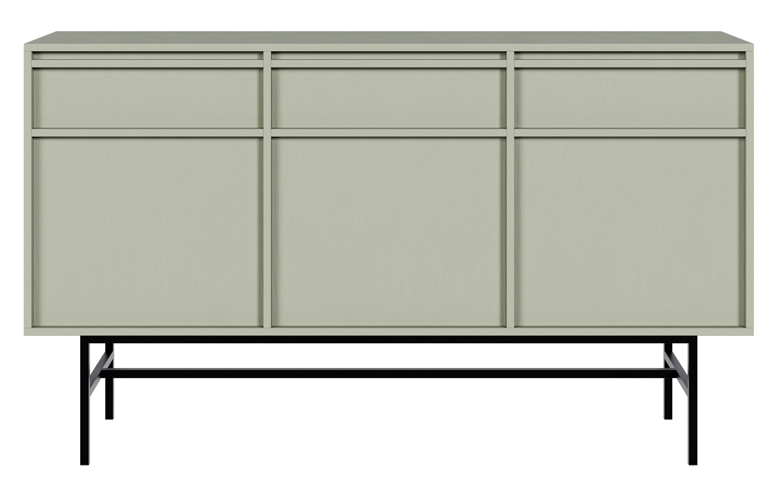 Drehtür-Kommode Evo mit Schubladen und Gestell 154 cm Salbeigrün