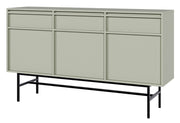 Drehtür-Kommode Evo mit Schubladen und Gestell 154 cm Salbeigrün