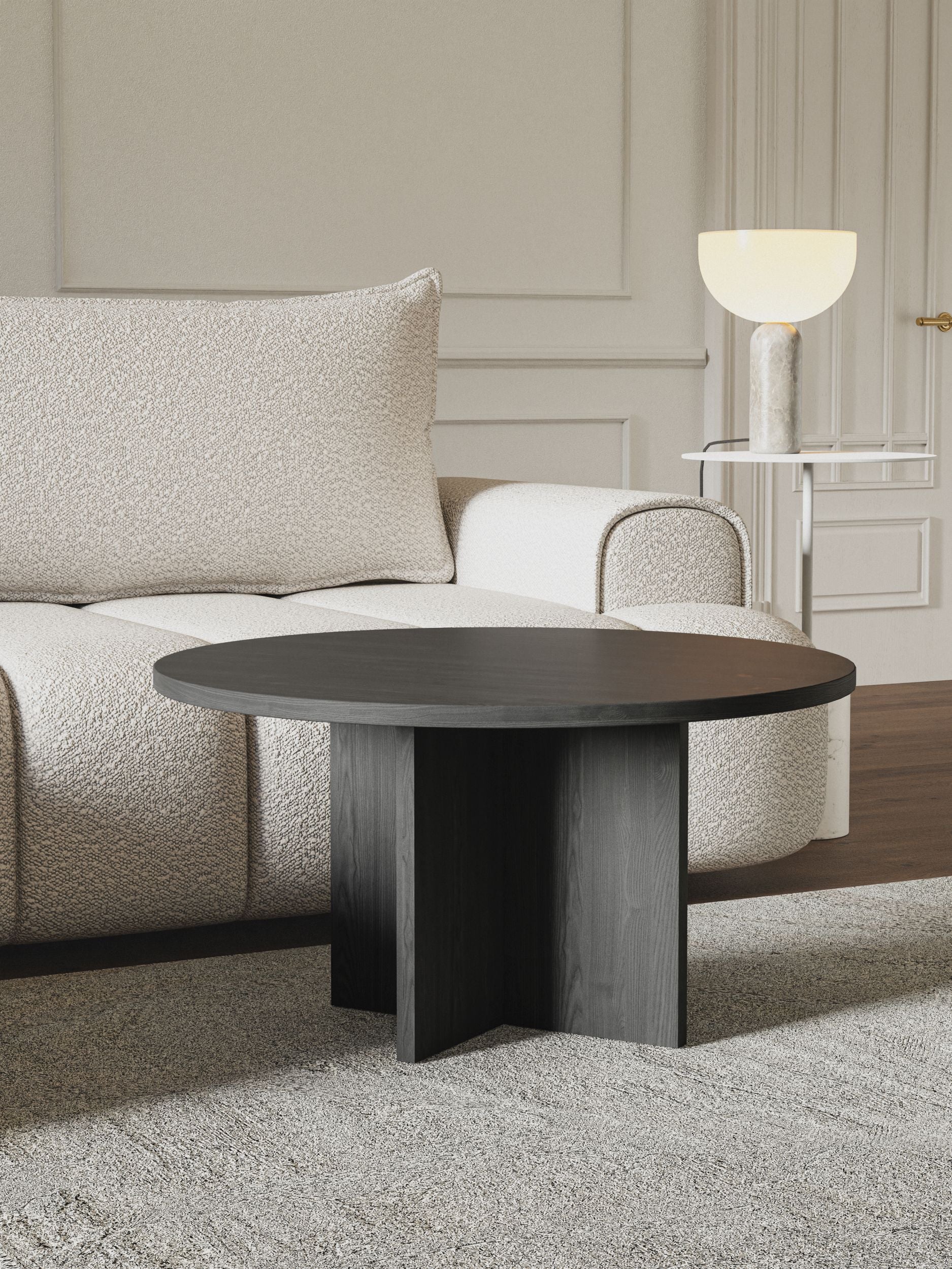Ovo runder Couchtisch 76 cm Esche Portland Schwarz