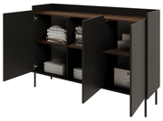 Drehtürenschrank Tovi 140 cm schwarz/Wisconsin-Nussbaum