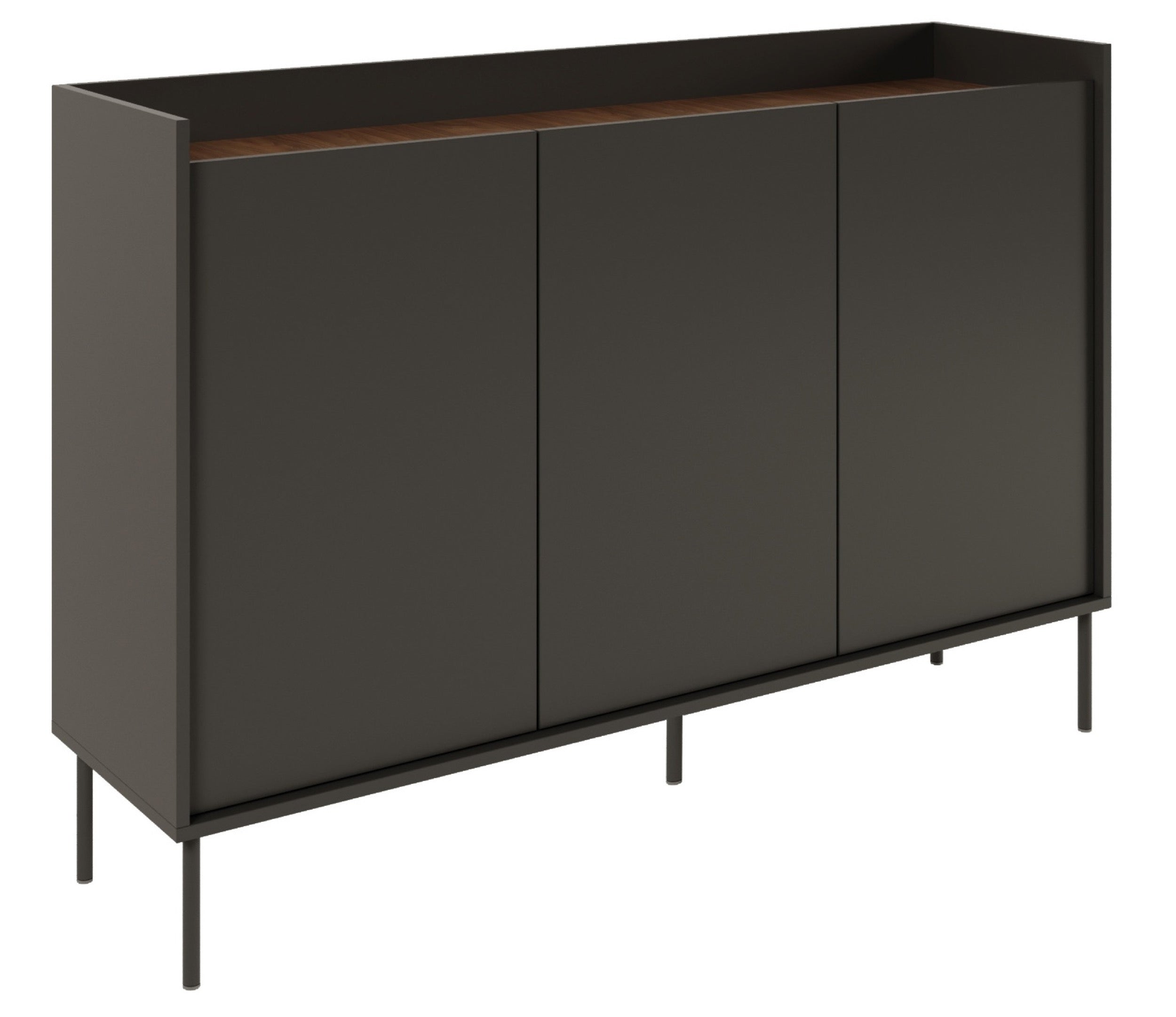 Drehtürenschrank Tovi 140 cm schwarz/Wisconsin-Nussbaum